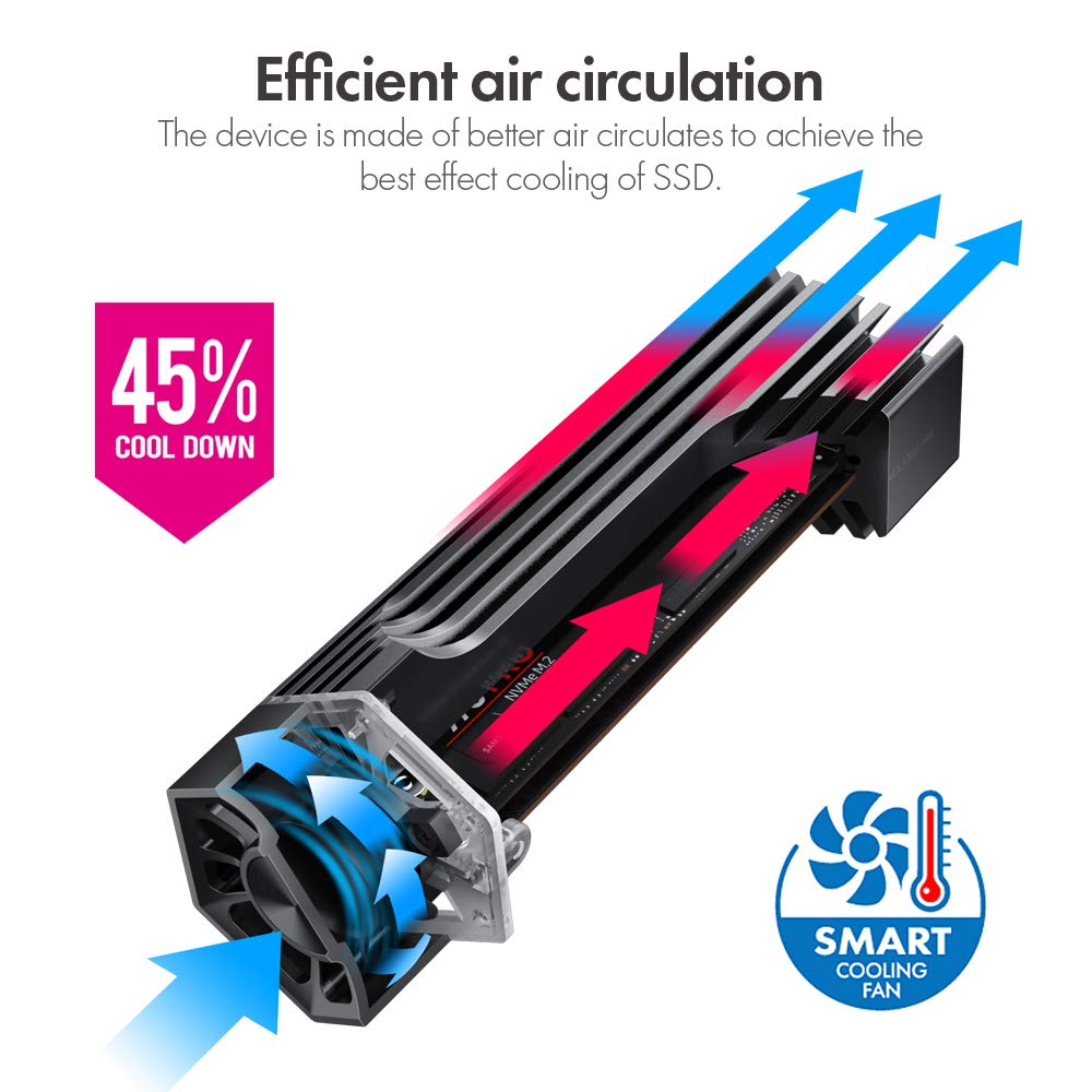 Ineo M.2 Nvme (Pcie) Ssd Enclosure Built In Cooling Fan And Write Protection Switch [C2605 Nvme]