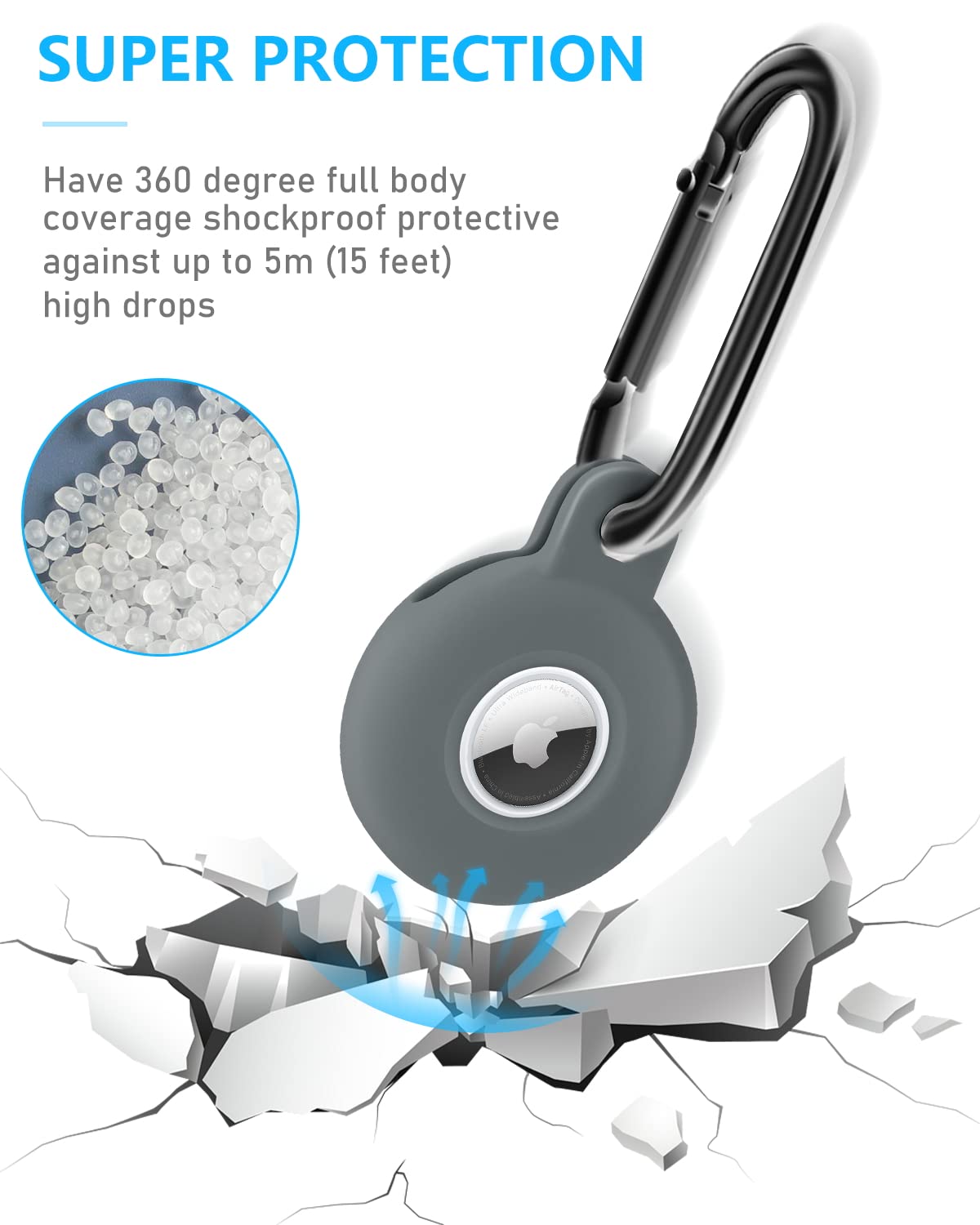 Airtag Holder Air Tag Silicone Case With Keychain, Anti Scratch Airtag Keychain For Apple Air Tag (5 Pack), Airtag Accessories For Key Finder Tracker, Backpacks, Pet, The Valuables.