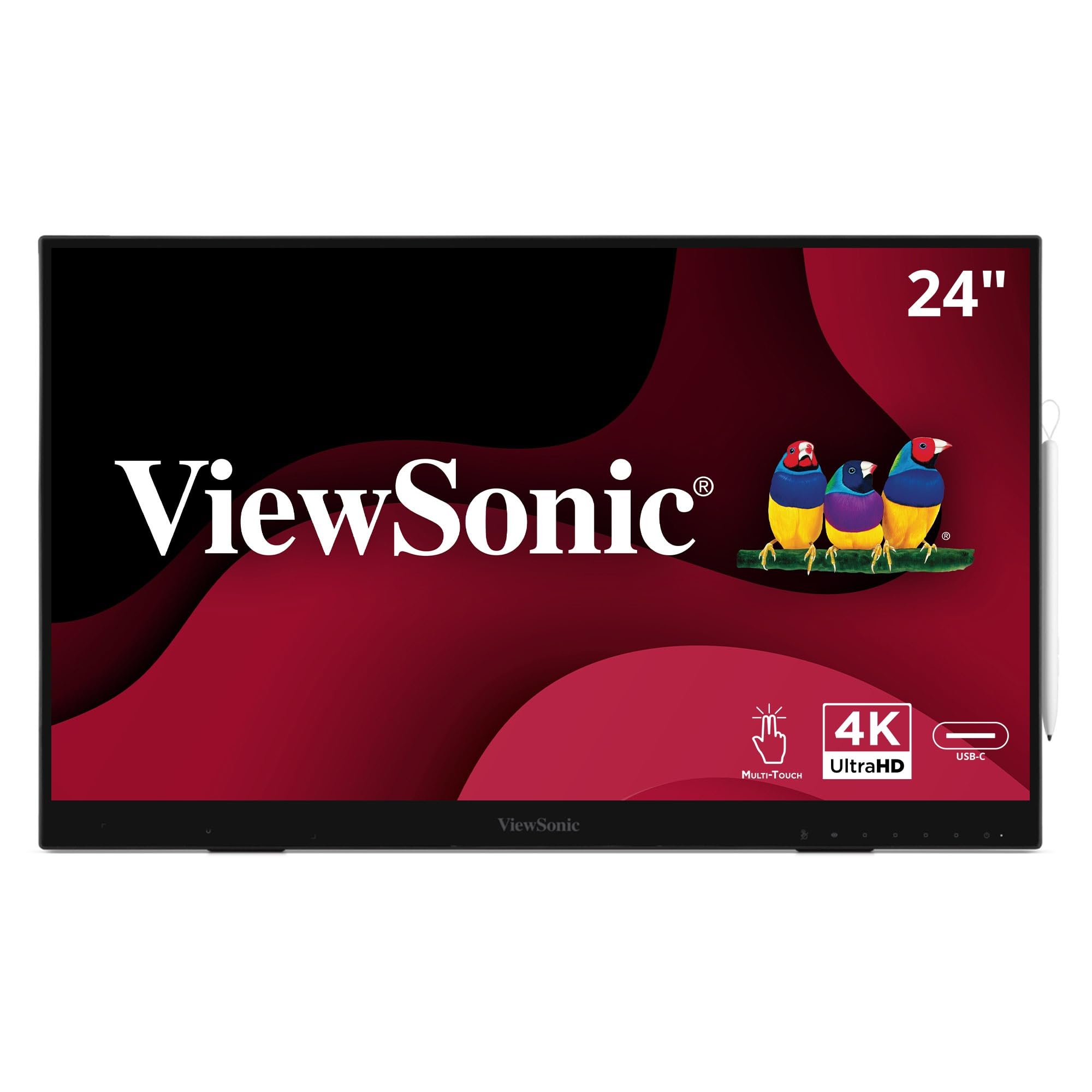 ViewSonic ID2456-4K 24 Inch 4K UHD Touch Display Tablet with PCAP 10 Point Touch, Active Stylus, Built-in Kickstand, USB Hub, HD