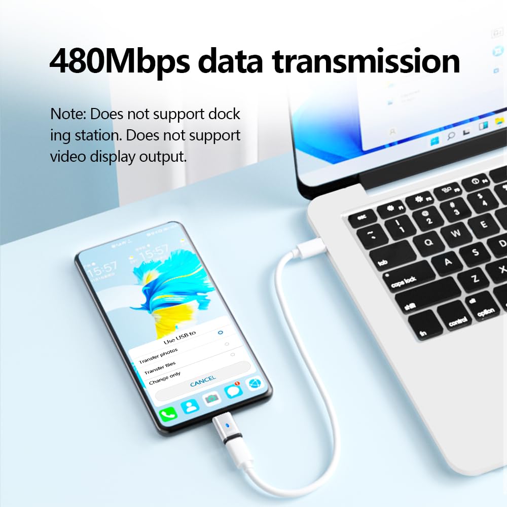 Sheeast Usb C Magnetic Adapter 3 Pack, 120W Straight Usb2.0 Type C Connector 5Pin With 480Mbps Data Transfer, Compatible For Mac