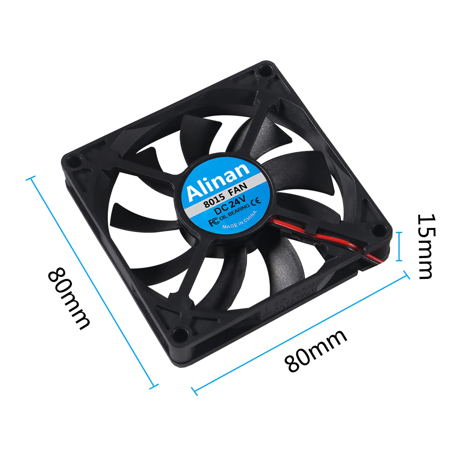 Alinan 4Pcs 8015 24V Fan 80X80X15Mm 2 Pin Sleeve Bearing Brushless Dc Cooling Fan For 3D Printer, Computer