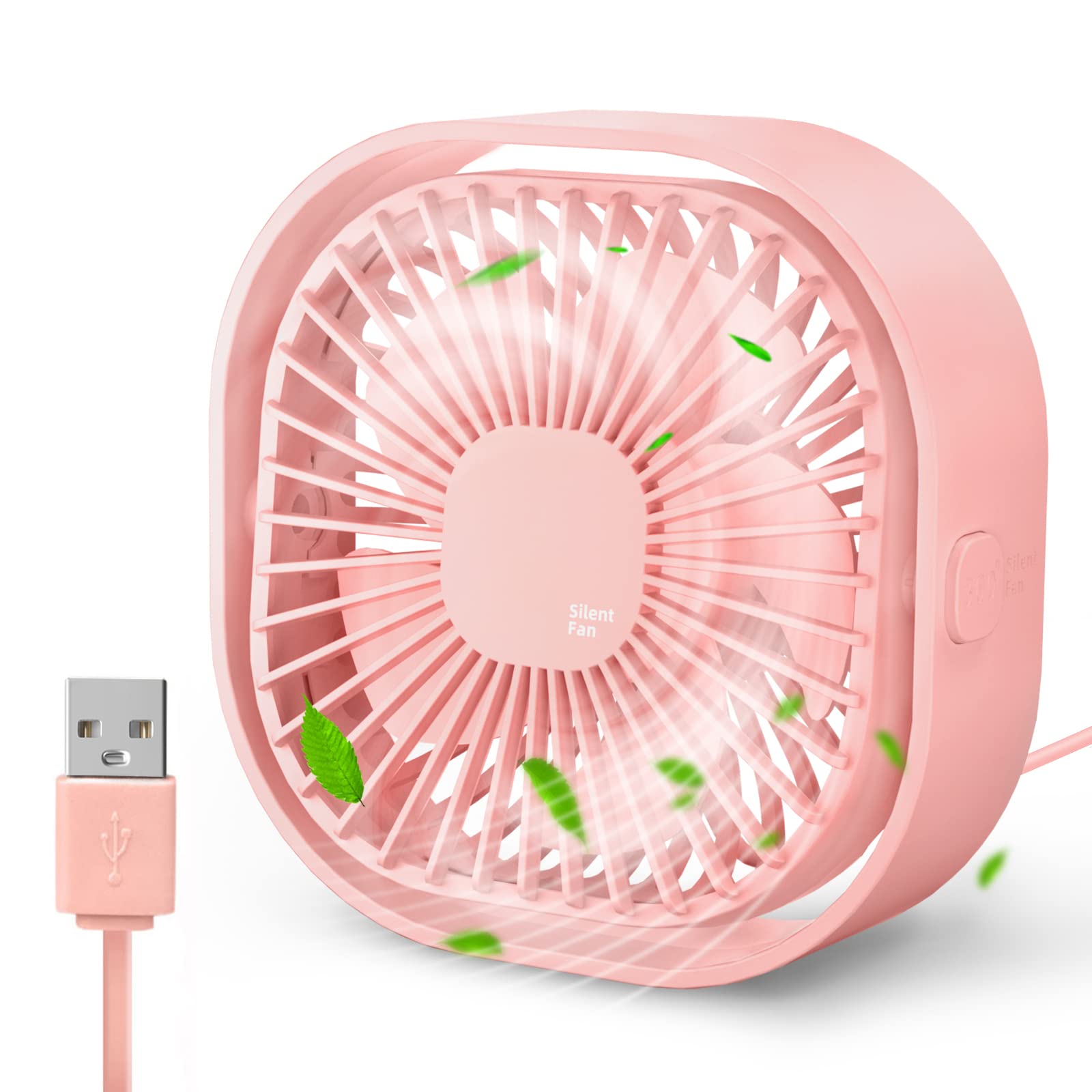 Small USB Desk Fan, 4 Inch Quiet Mini Table Fan, 3 Speeds Portable Desktop Fan, 360Rotatable Little Personal Fan, Small Cooling 