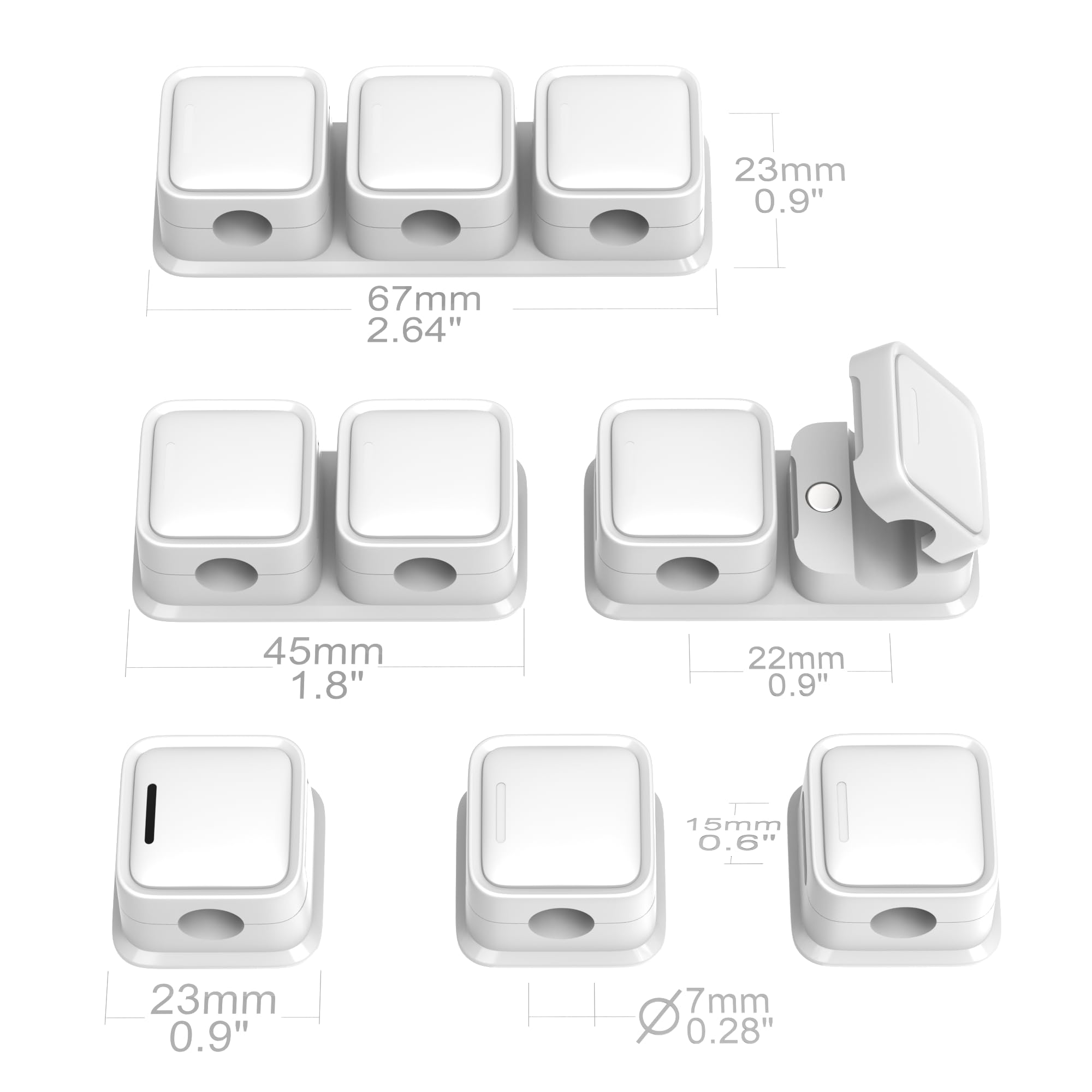 Smofish Cord Organizer, 6 Pack 10 Slot Cable Management, Strong Phone Magnetic Charging Cable Holder Clips, Wire Charger Keeper