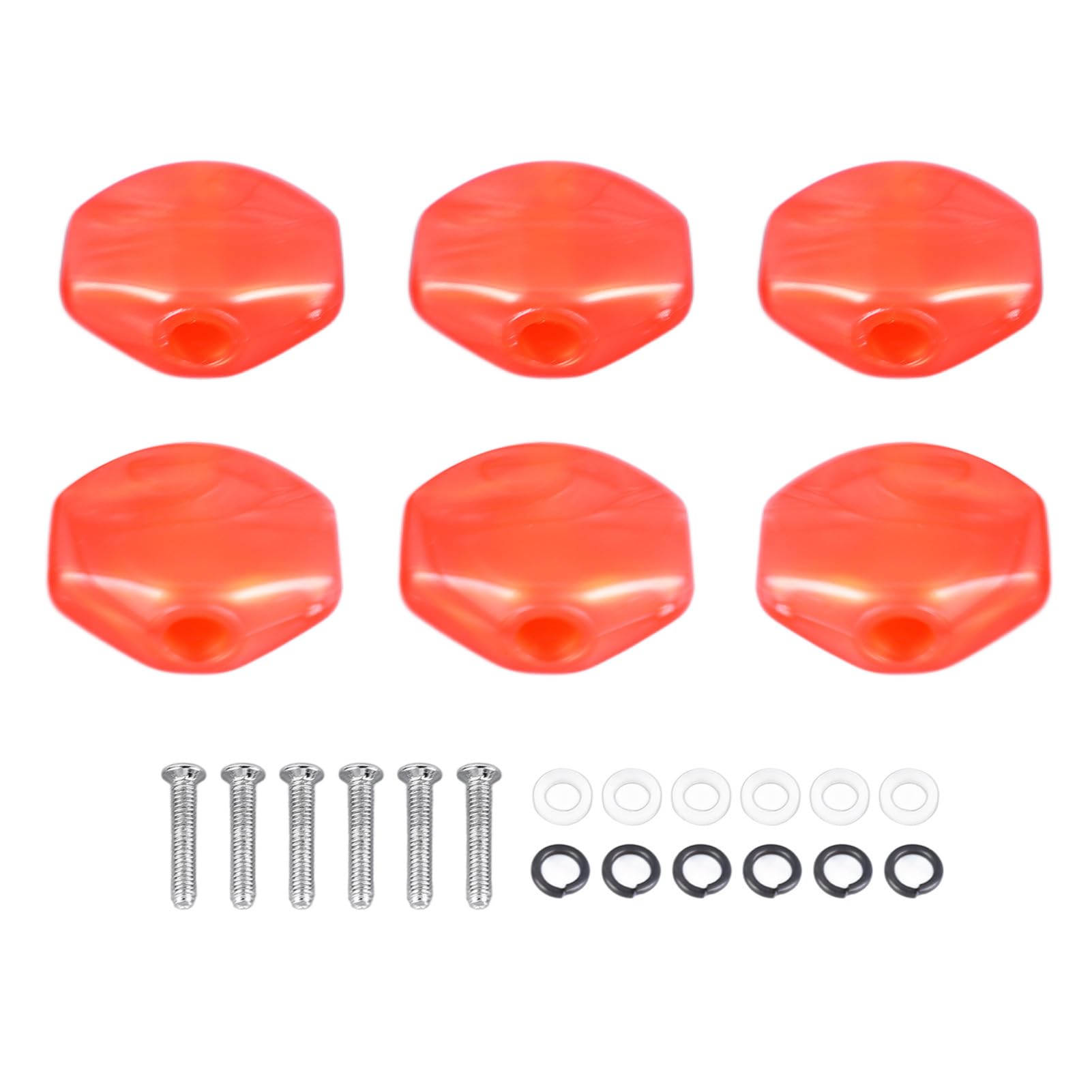 6Pcs Guitar Tuning Peg Cap Plastic Tuner Key Cover Machine Head Knob Cap for Replacement Guitar Tuner Pegs (Red)