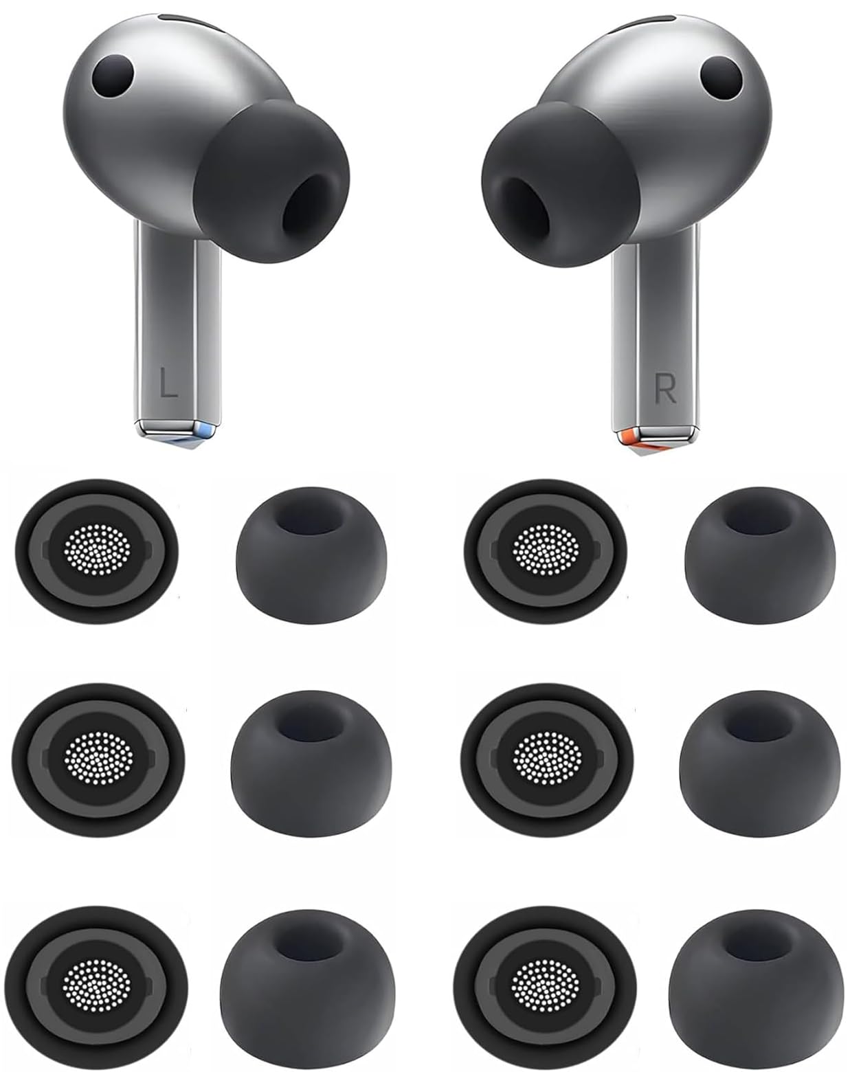 ALXCD Eartips Compatible with Galaxy Buds 4 Pro SM-R640N Earbuds, 6 Pairs S/M/L Sizes Silicone Ear Tips Earbuds Replacement Tips