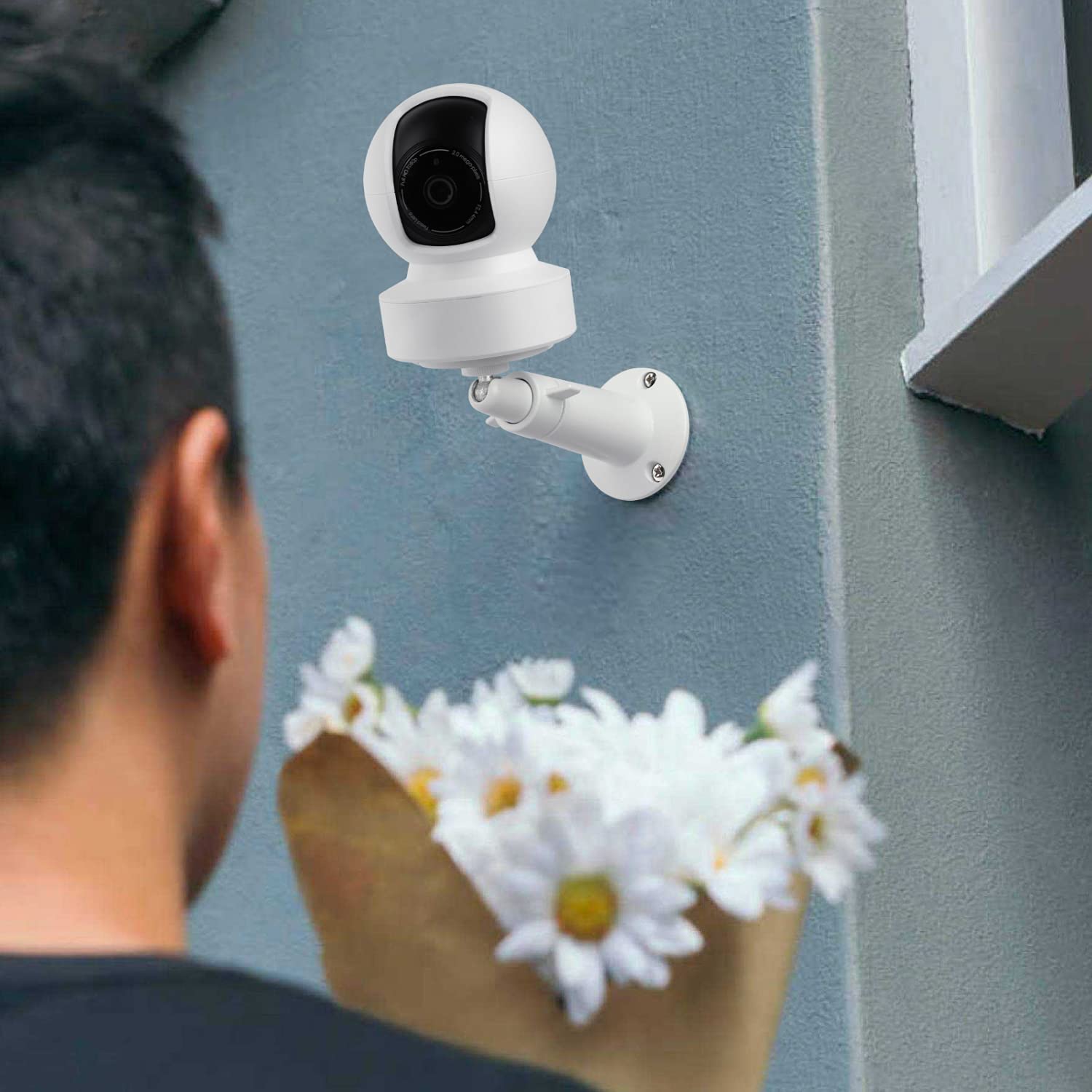 360� Adjustable Wall Mount Compatible With Kasa Indoor Pan/Tilt Smart Security Camera/Kasa 2K Qhd Camera Pan/Tp Link Tapo C200, Rustproof Aluminum Alloy Security Bracket White(Not Included Camera)