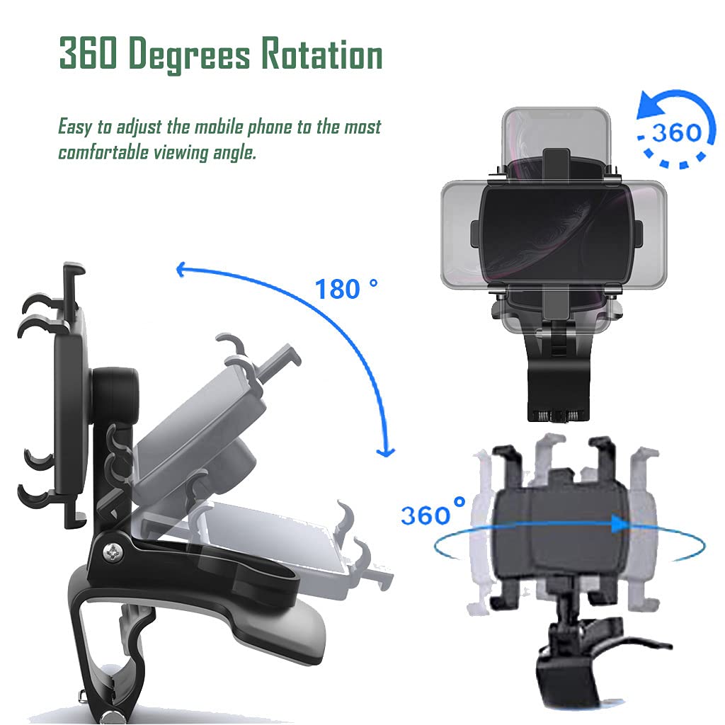 Yaokeep Universal Car Phone Holder Mount,360 Degrees Rotation Dashboard Phone Holder [Upgrade Clip Never Fall],Car Phone Mount F