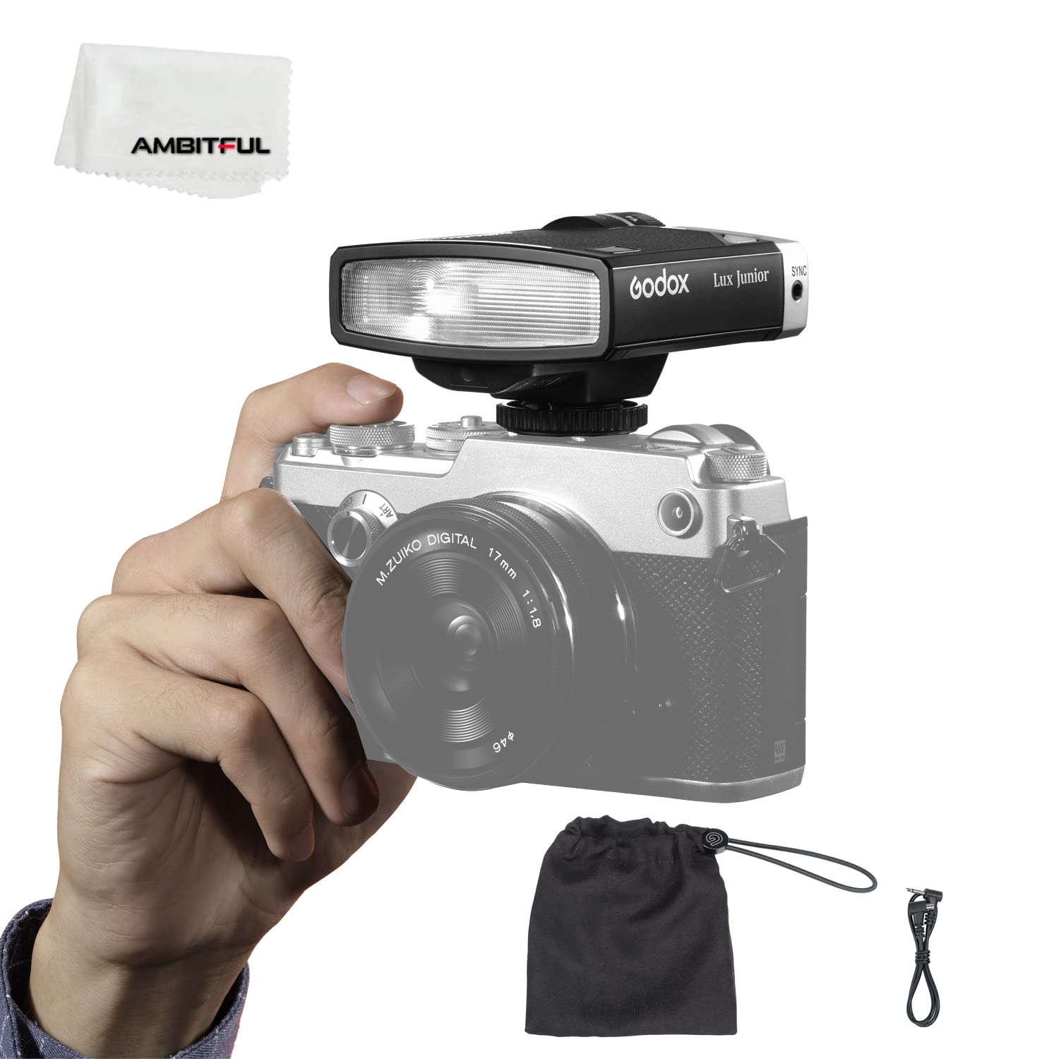 Godox Lux Junior Retro Camera Flash 1/1 1/64 Gn12(Iso100) 6000K 200K Color Temperature