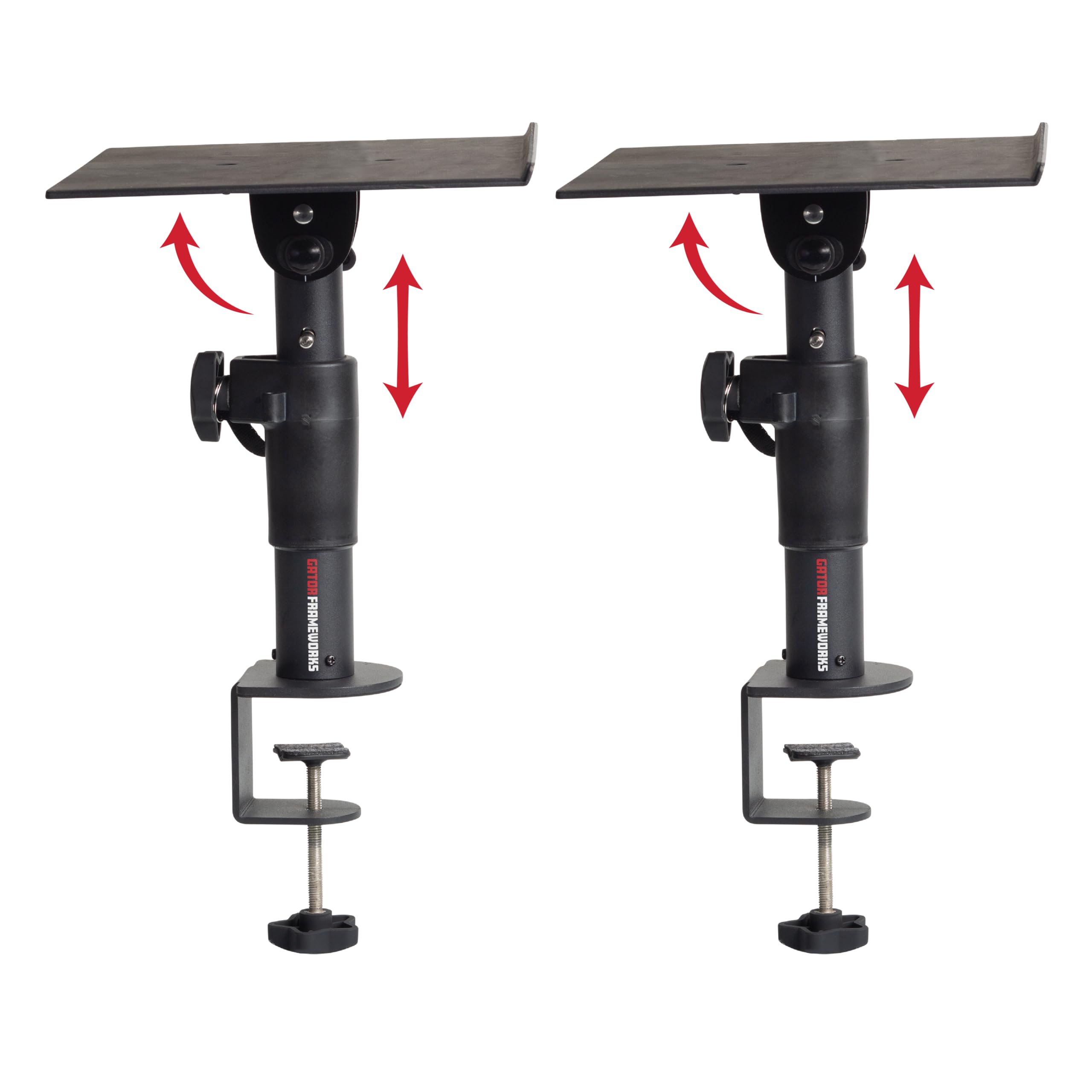 Gator Frameworks Desktop Clamp-On Studio Monitor and Speaker Stand - Set of 2 (GFWSPKSTMNDSKCMP)