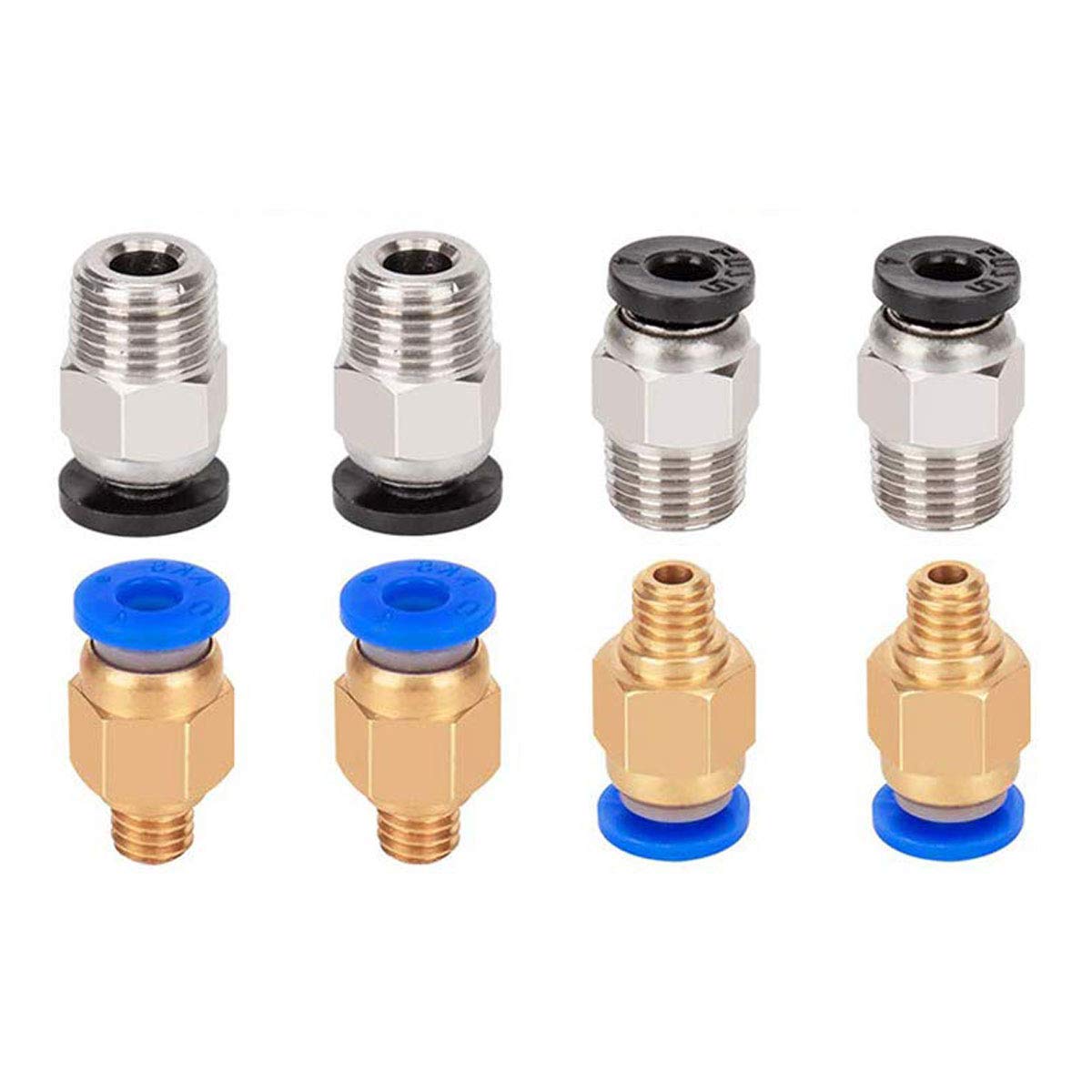 Alamscn 5Pcs Pc4 M6 Pneumatic Fitting Push To Connect + 5Pcs Pc4 M10 Straight Quick In Fitting Connectors For 3D Printer Bowden