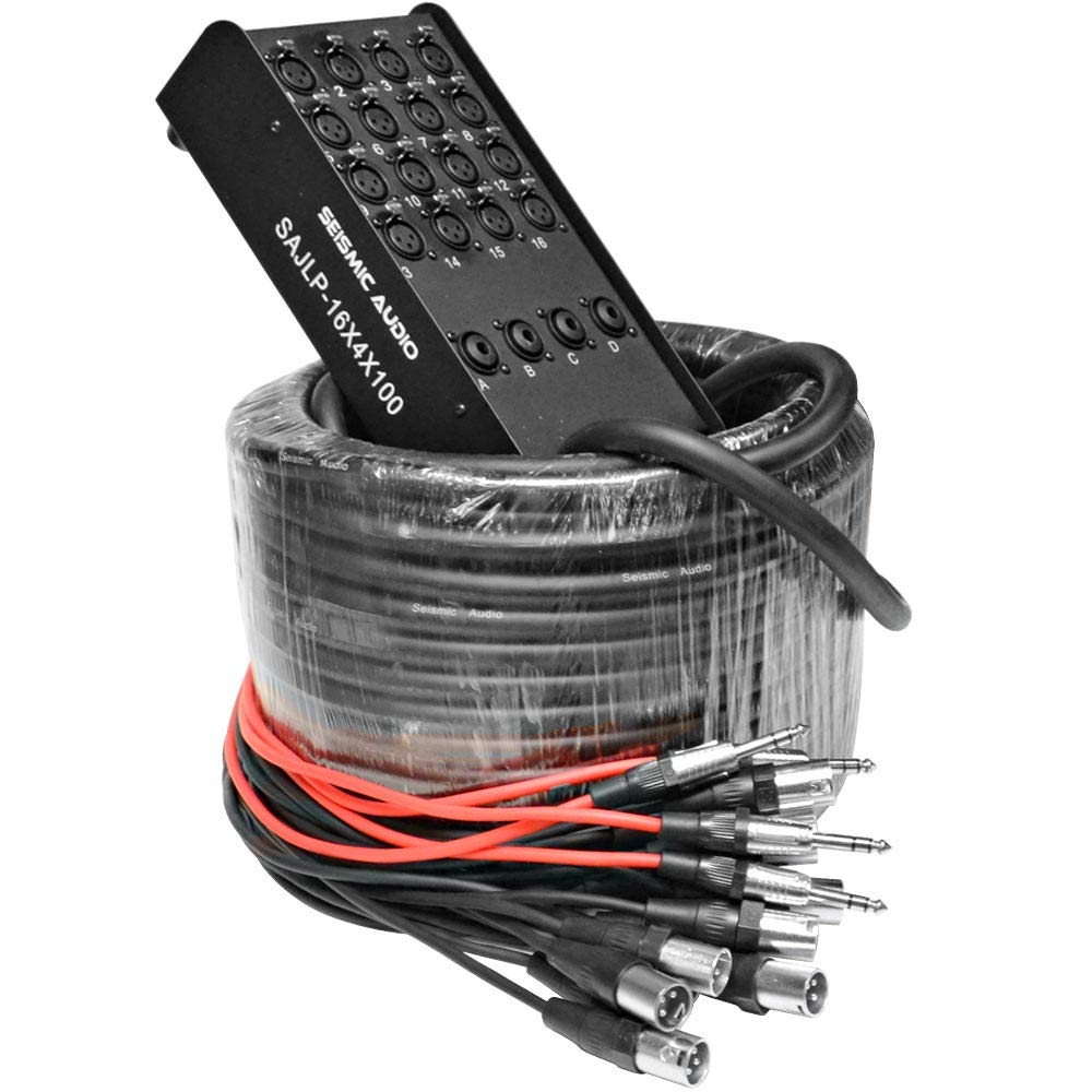 Seismic Audio - Xlr Low Profile Snake Cable With 4 Trs Returns - Circuit Board Snake For Recording, Stage, Studio Pa Dj Use (100