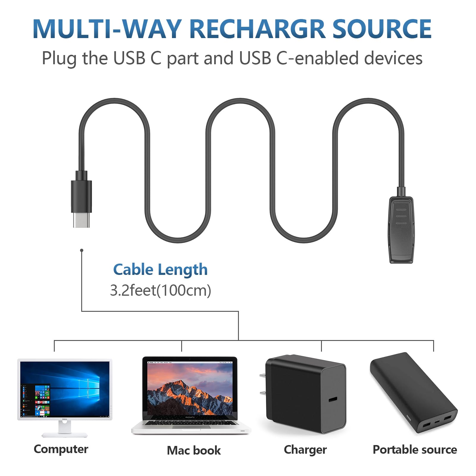 Meliya Usb C Charger For Garmin Forerunner 735Xt 235 35 64 230 630 645/645 Music, Approach S20/G10, Vivomove Hr/Lily/Lily 2 Smar