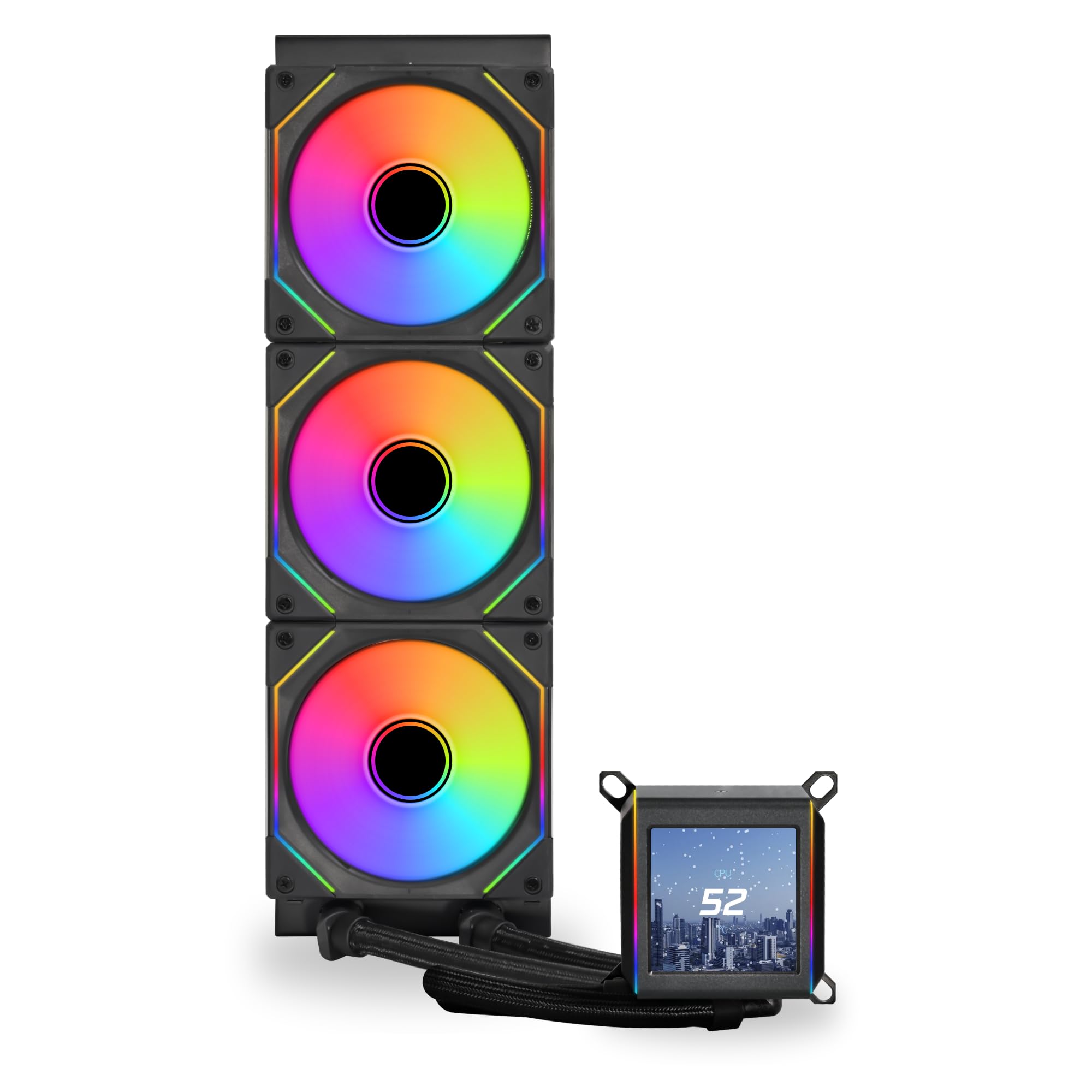 LIANLI Galahad II LCD 360 SL-INF Black Water Cooled CPU Cooler, 8th Generation Pump, 45 Degree Tube Connector, 14.2 inches (360