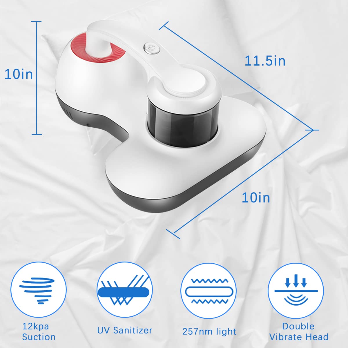 Hersven Mattress Vacuum Cleaner, Uv Bed Cleaner 12Kpa Handheld Upgraded Effectively Clean Up Bed, Pillows, Cloth Sofas, Carpets