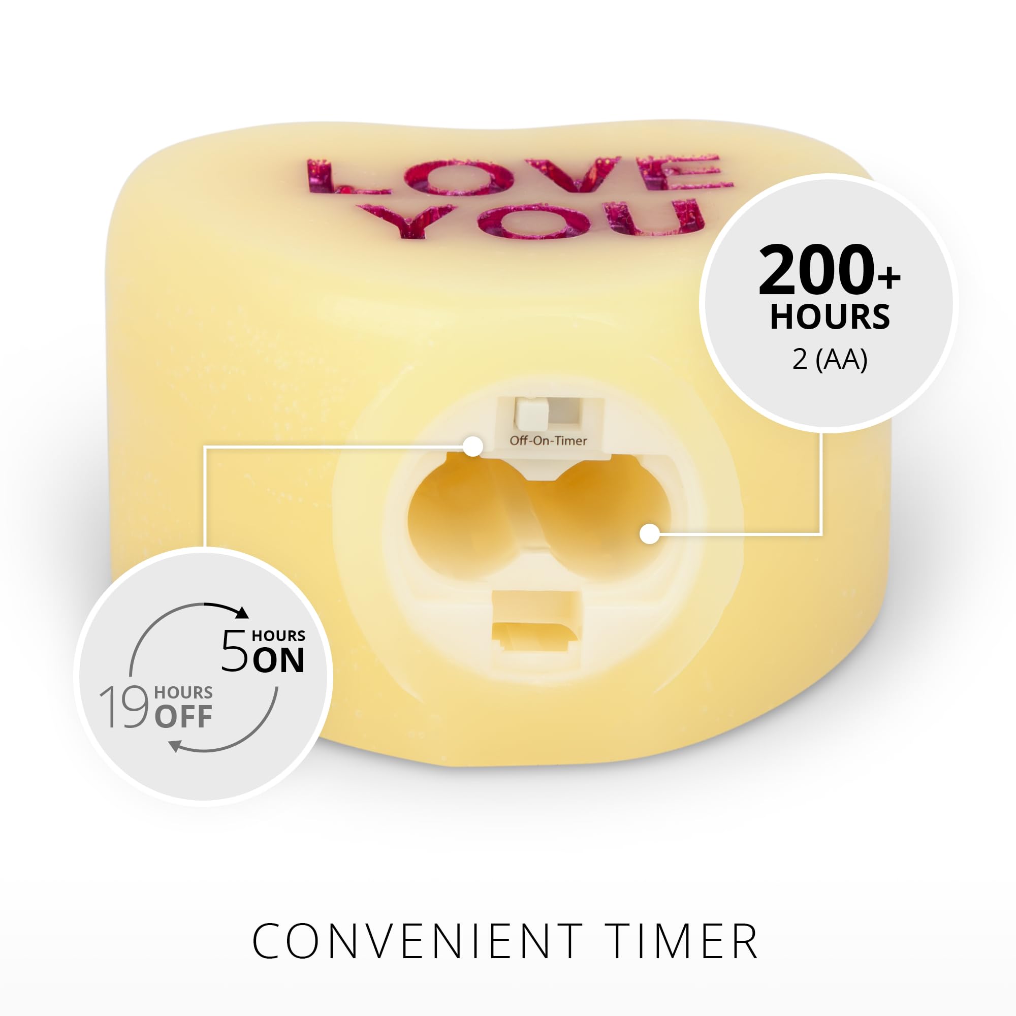 Luminara Candy Heart Love You Lemon Chiffon Candle  Flameless Real Flame Romantic Battery Operated Led Decor  Valentine'S Day Co