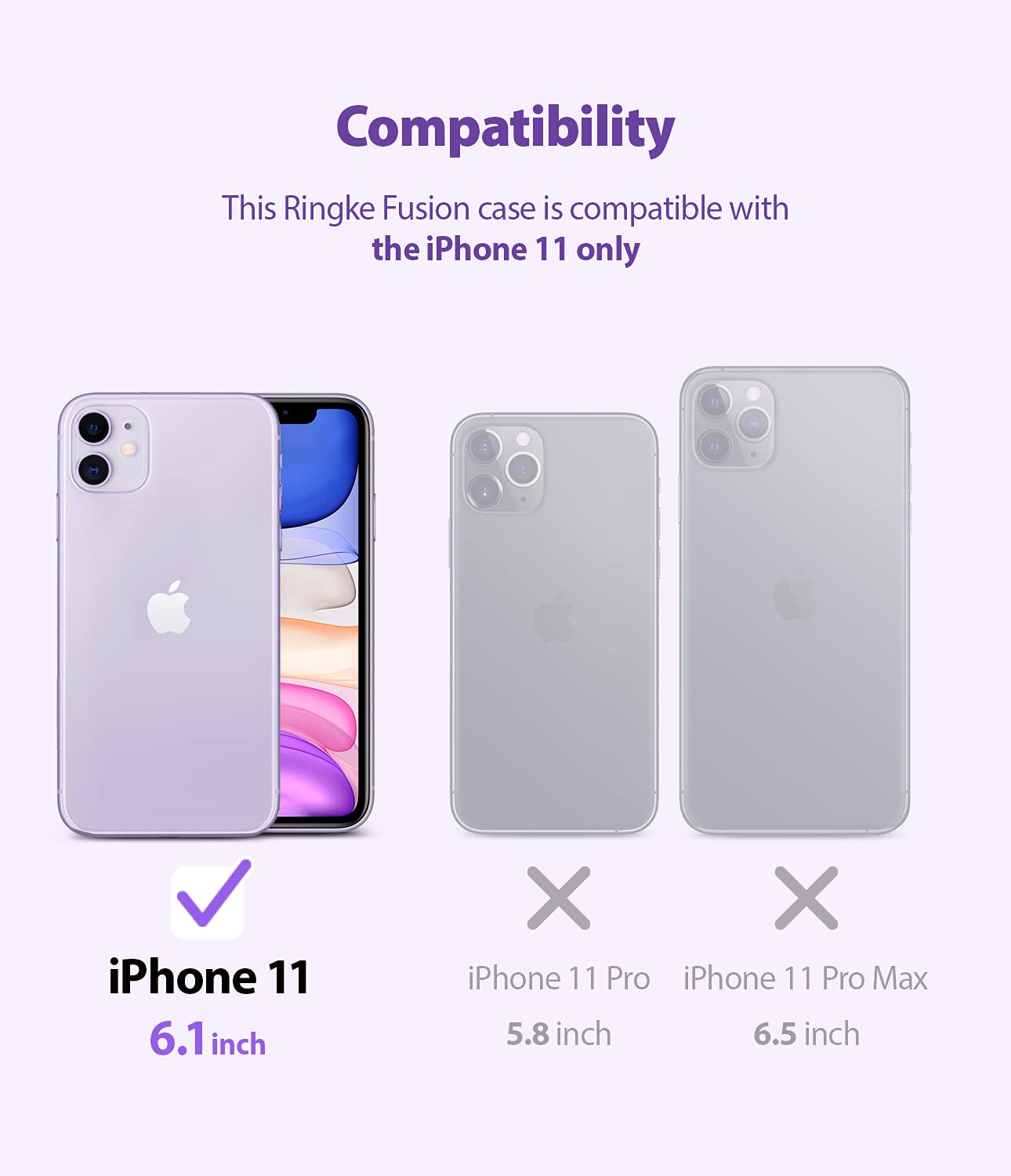 Ringke Fusion Compatible With Iphone 11 Case, [Built In Lanyard Hole] Transparent Shockproof Bumper Raised Bezel Sturdy Cover De