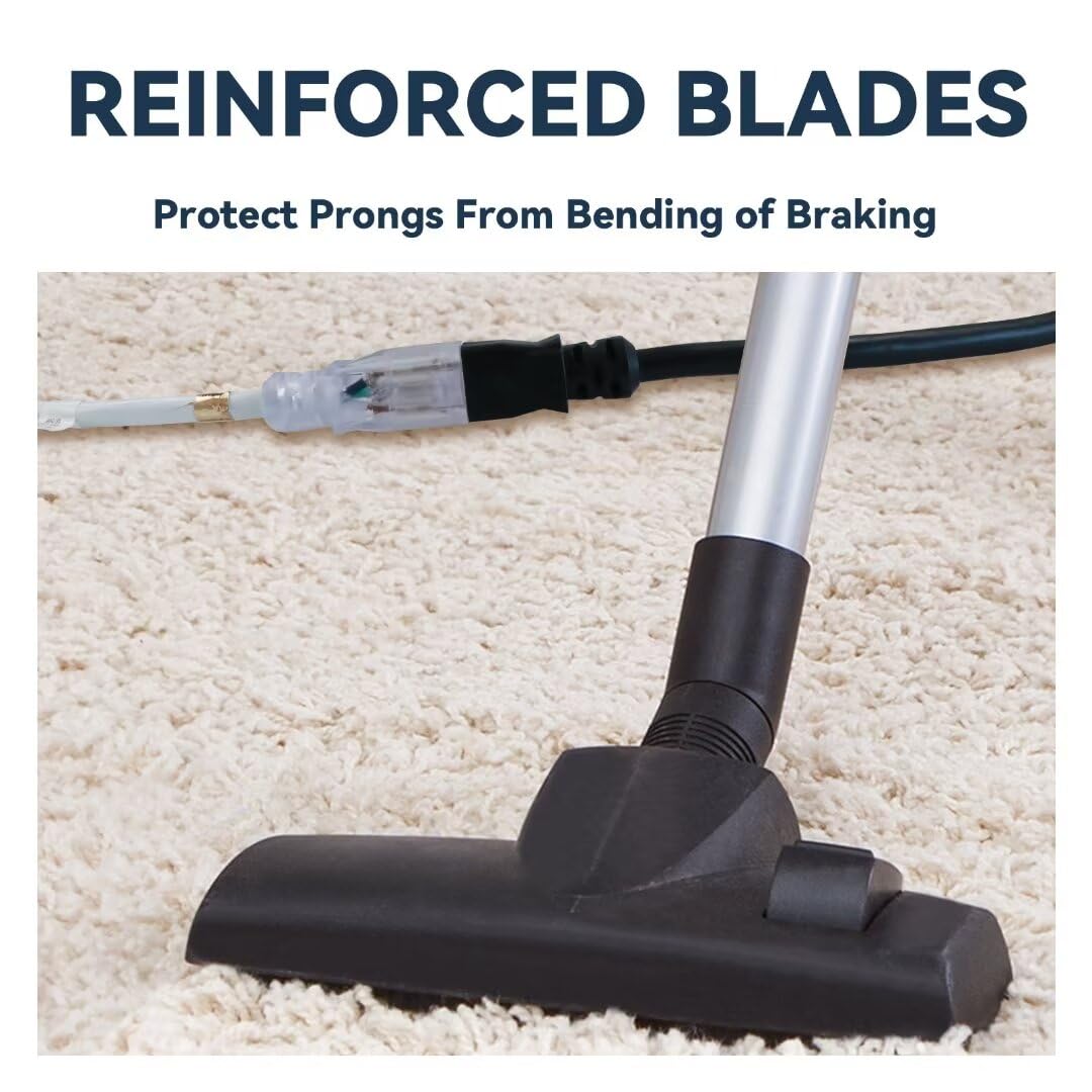 Fnxpow Indoor Extension Cord, 12 Gauge 3 Prong Weatherproof Heavy Duty White Extension Cord With Lighted Indicator End, Sjtw 15A