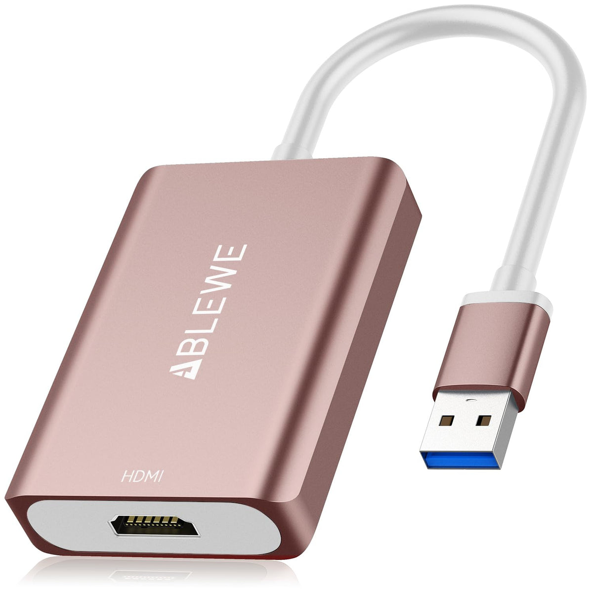 Ablewe Usb To Hdmi Adapter, 2023 Upgraded Aluminum Usb 3.0/2.0 To Hdmi Audio Video Converter For Pc Laptop Projector Hdtv, Suppo