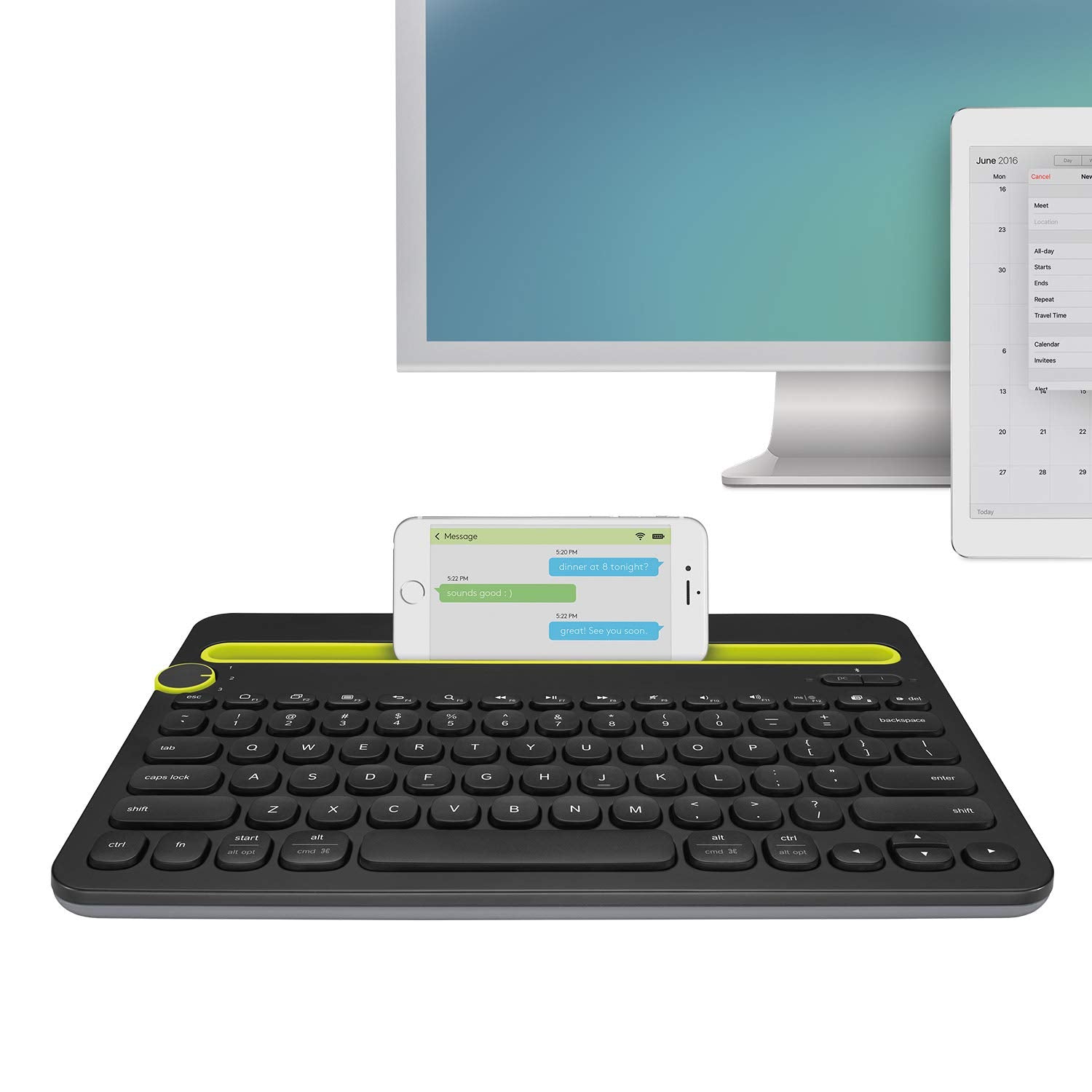 Logitech Bluetooth Multi Device Keyboard K480   Black   Works With Windows And Mac Computers, Android And Ios Tablets And Smartp