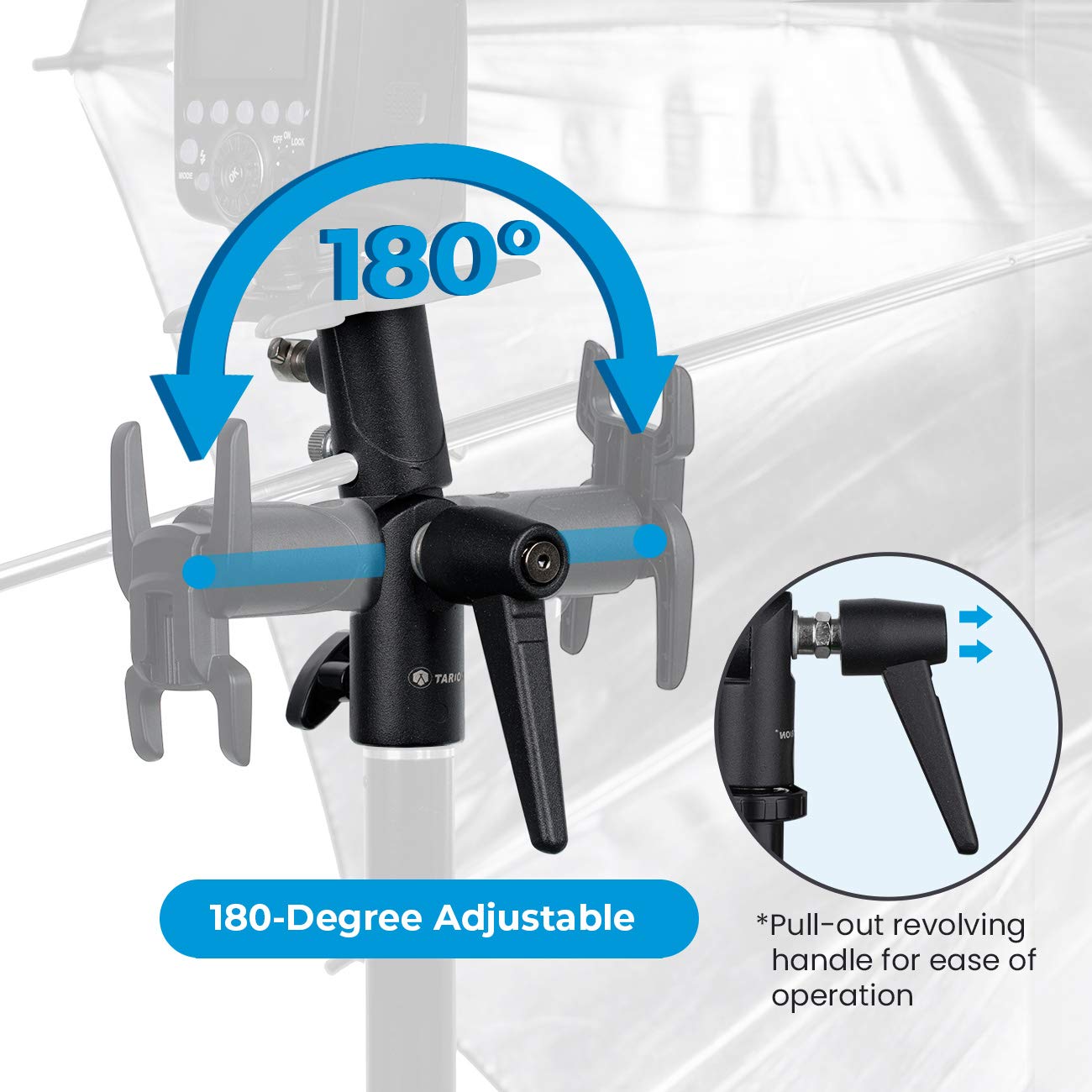 Tarion 2Pcs Flash Umbrella Adapter Bracket Mount H Shape Softbox Holder Umbrella Light Stand Swivel Bracket Mount 180� Adjustable For 1/4' 3/8' Light Stand Tripod Softbox Umbrella Flash