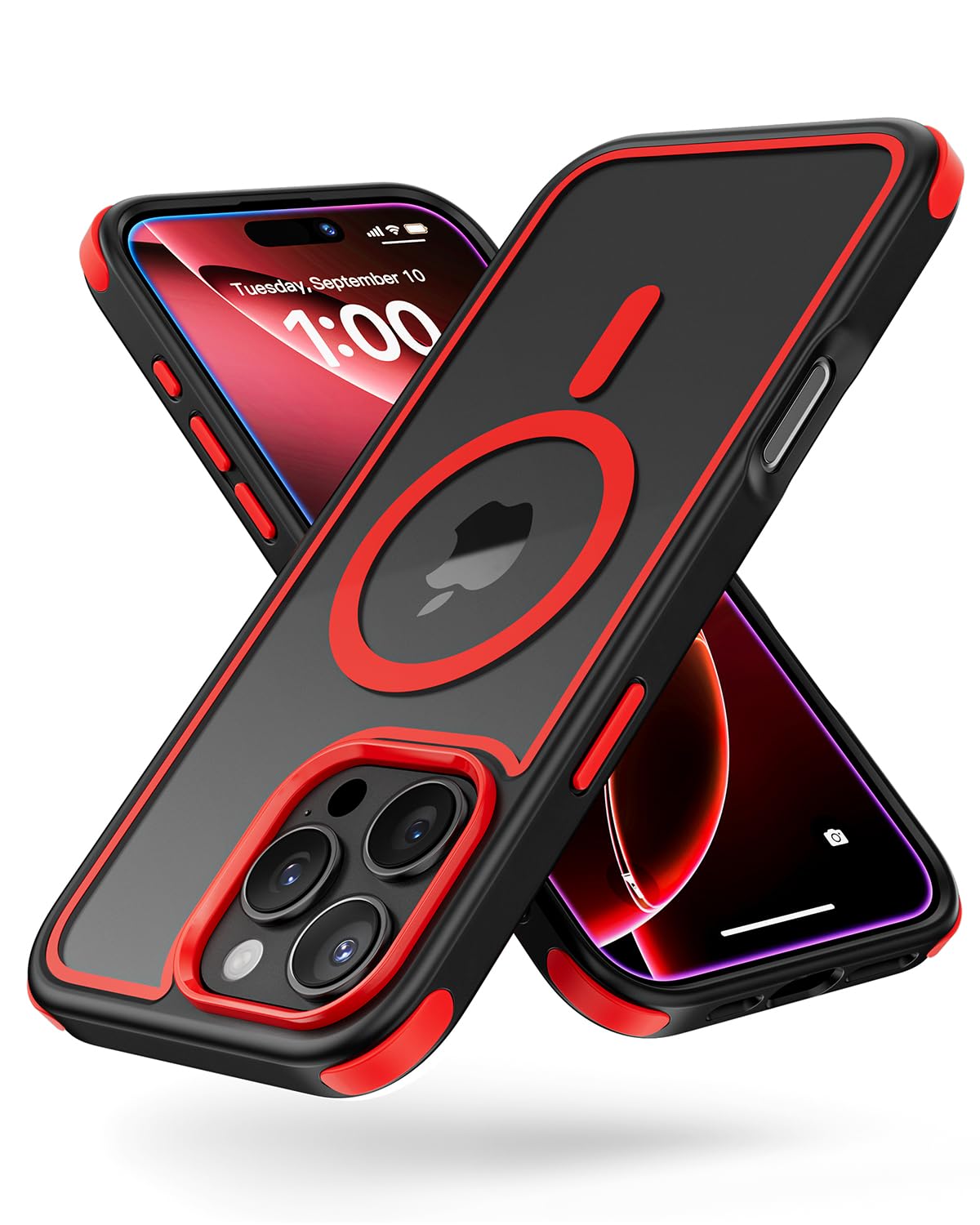Mobnano for iPhone 16 Pro Max Case, Compatible with MagSafe, Crystal Clear Case with Magnetic Ring, Multicolor Protective Shockp