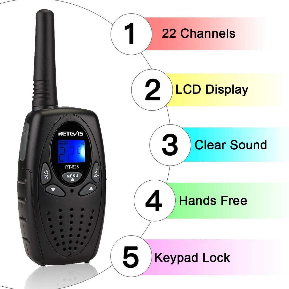 Retevis Rt628 Kids Walkie Talkies,Long Range Walkie Talkie,Kids Toys For 5 13 Year Old Boys Girls,Key Lock Crystal Voice, Walky