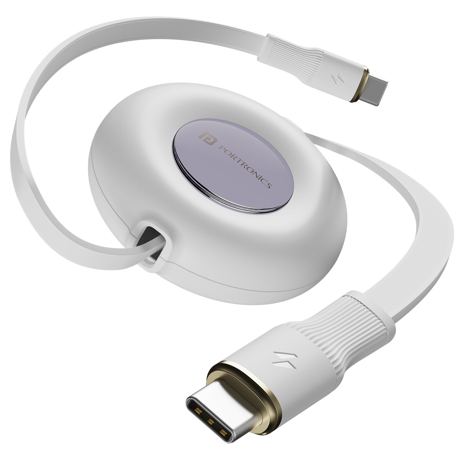 Portronics Upgraded Konnect Recoil 100W Type C to Type C Retractable Cable, PD Fast Charging, Retractable Charging Cable, Fast D