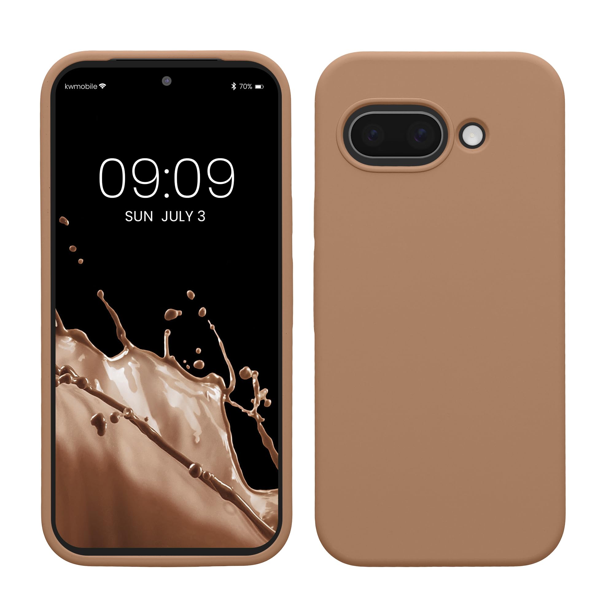 kwmobile Case Compatible with Google Pixel 9a Case - TPU Silicone Phone Cover with Soft Finish - Cappuccino