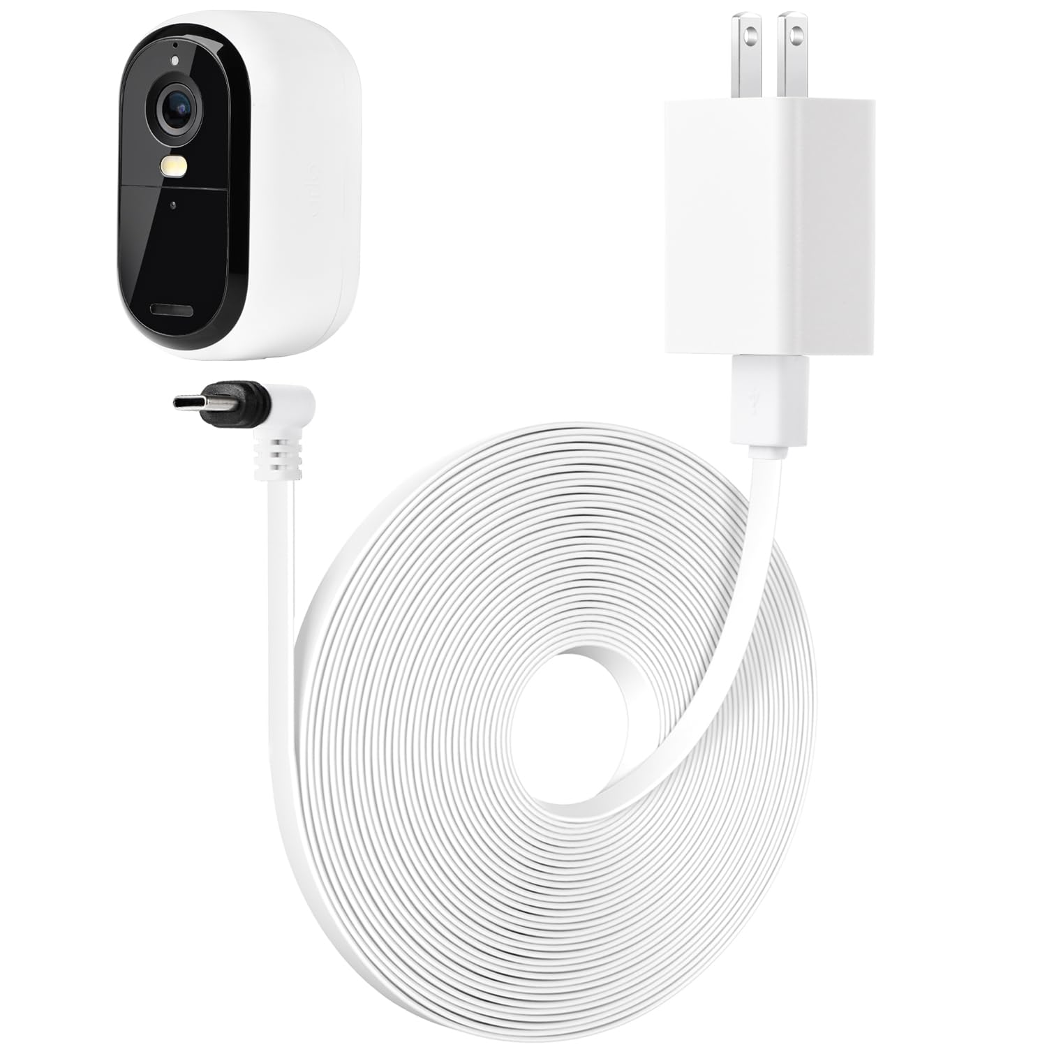 25Ft Power Cable Compatible With Arlo Essential 2K Outdoor Security Camera (2Nd Generation), Flat Charging Cable, Weatherproof Outdoor Power Cord Charging Your Camera Continuously