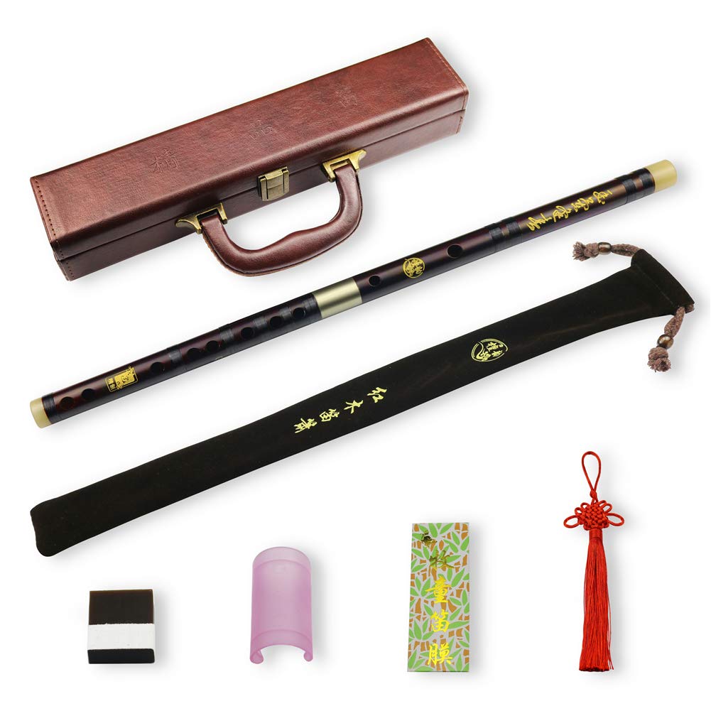 D Key Dizi Professional Rosewood Flute with Free Membrane & Glue & Protector Set Traditional Chinese Instrument (Key of D/Profes