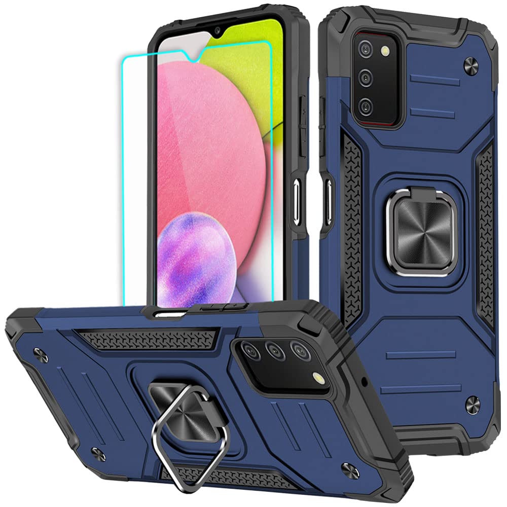 Hnhygete Samsung Galaxy A03S Case, Samsung A03S Case, With Hd Screen Protector, 360   Military Grade Rotatable Kickstand (Heavy