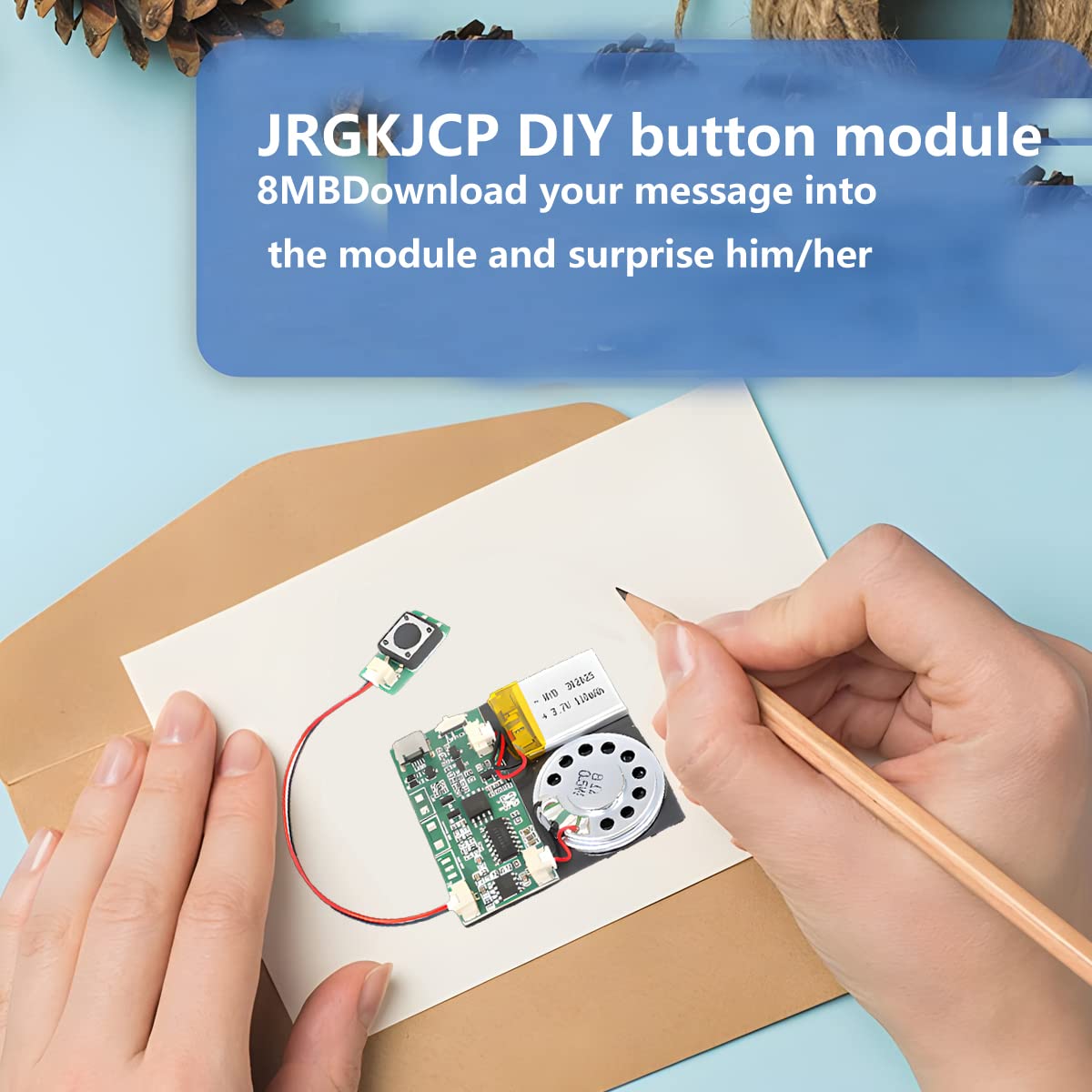 Press Button Control Activated 8M Mp3 Recordable Pcb Sound Module Usb Downloadable Sound Module For Crafts, Christmas,New Year G