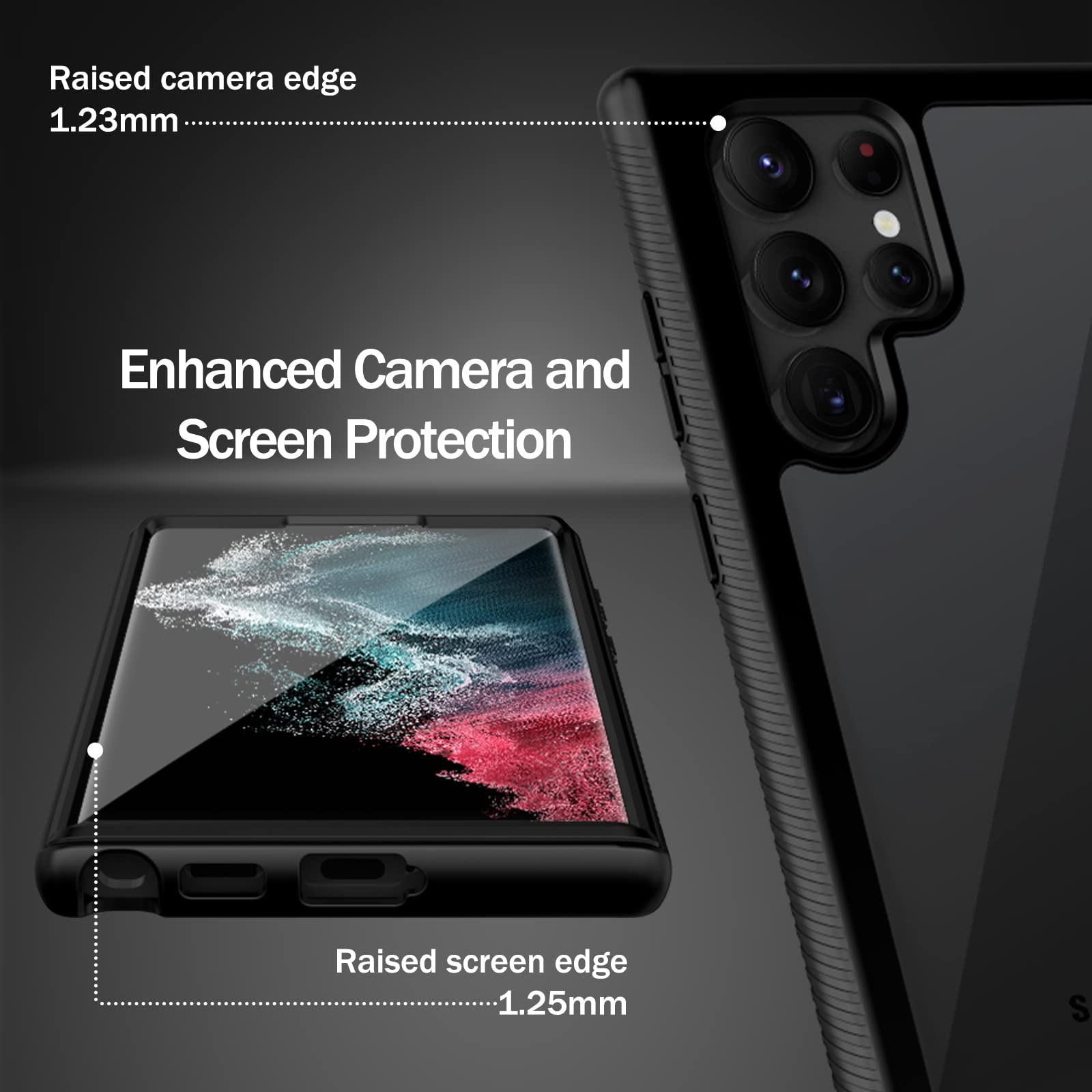 Wahhle Compatible With Samsung Galaxy S22 Ultra Case, Built In Screen Protector Full Body Shockproof Slim Fit Bumper Protective