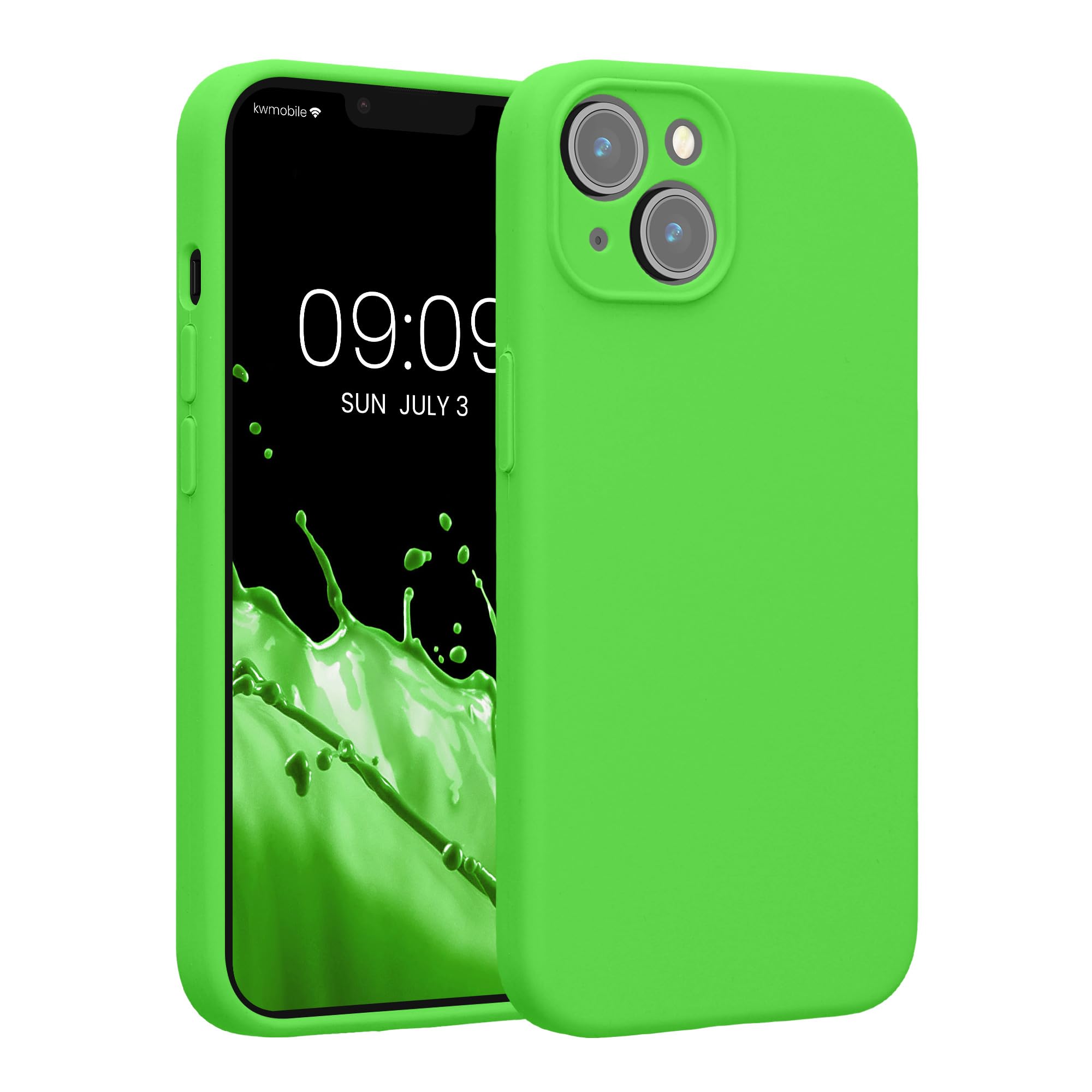 kwmobile Case Compatible with Apple iPhone 14 Case - Slim TPU Silicone Phone Cover - Soft Touch Finish - Lime Green