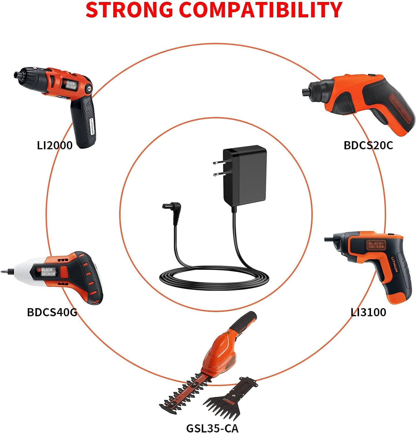 Merom For Black And Decker Charger Li200 Li3100 Bdcs40G Bdcs20C Gsl35 Cordless Screwdriver Replacement Black+Decker 9V Charger C