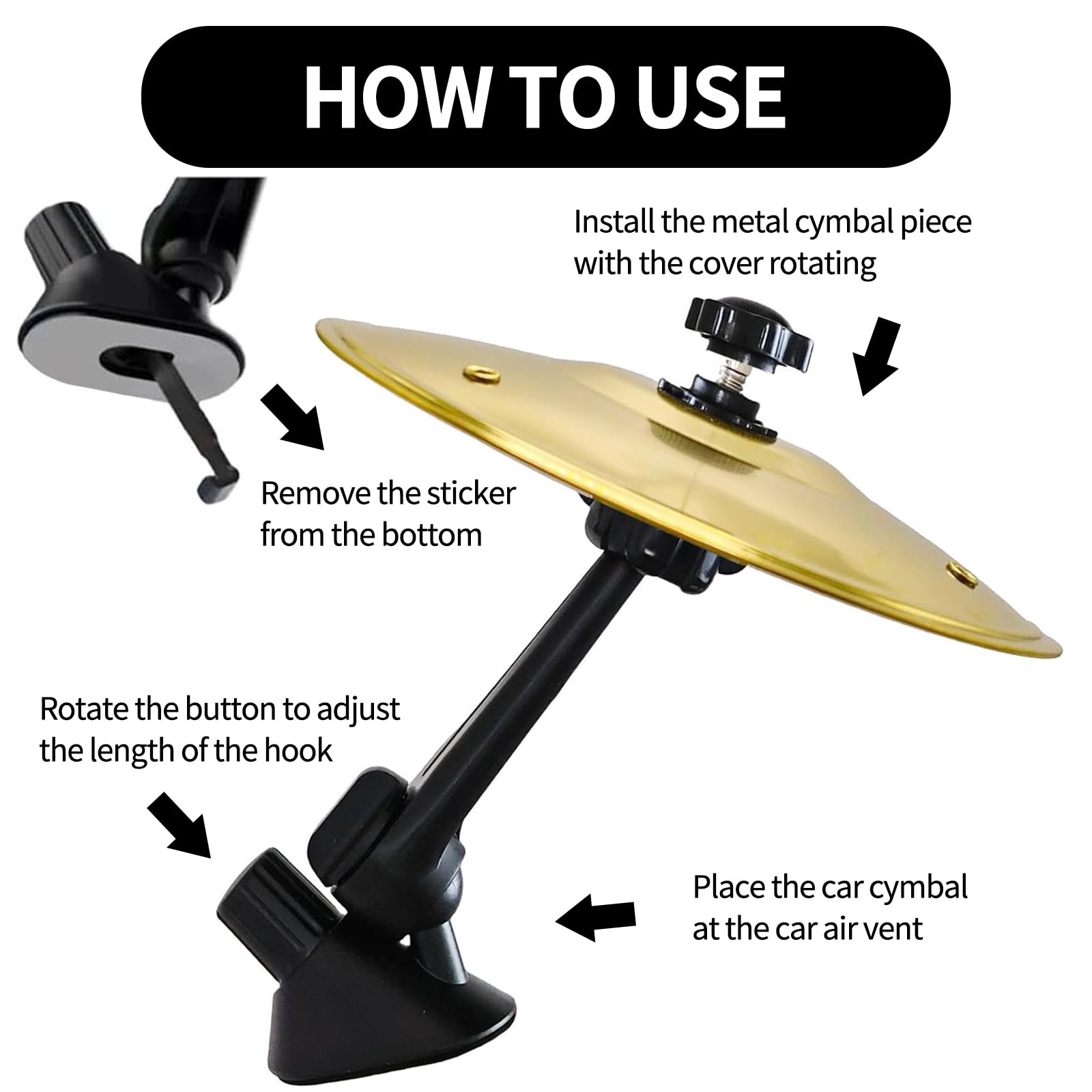 Car Cymbal Air Vent, Car Crash Cymbal, Drum Cymbal, Ingenious Design, Suitable For Various Car Air Vents, For Music Lovers, Gold