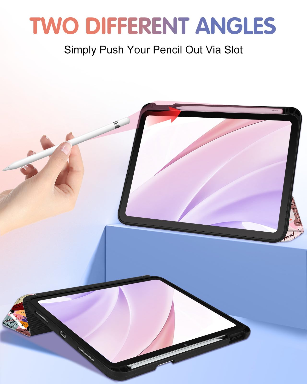 Wazzasoft For Apple Ipad 10Th Generation Case 10.9 Inch Cute Women Girls Kids Folio Cover Girly Kawaii Quotes Design With Pencil