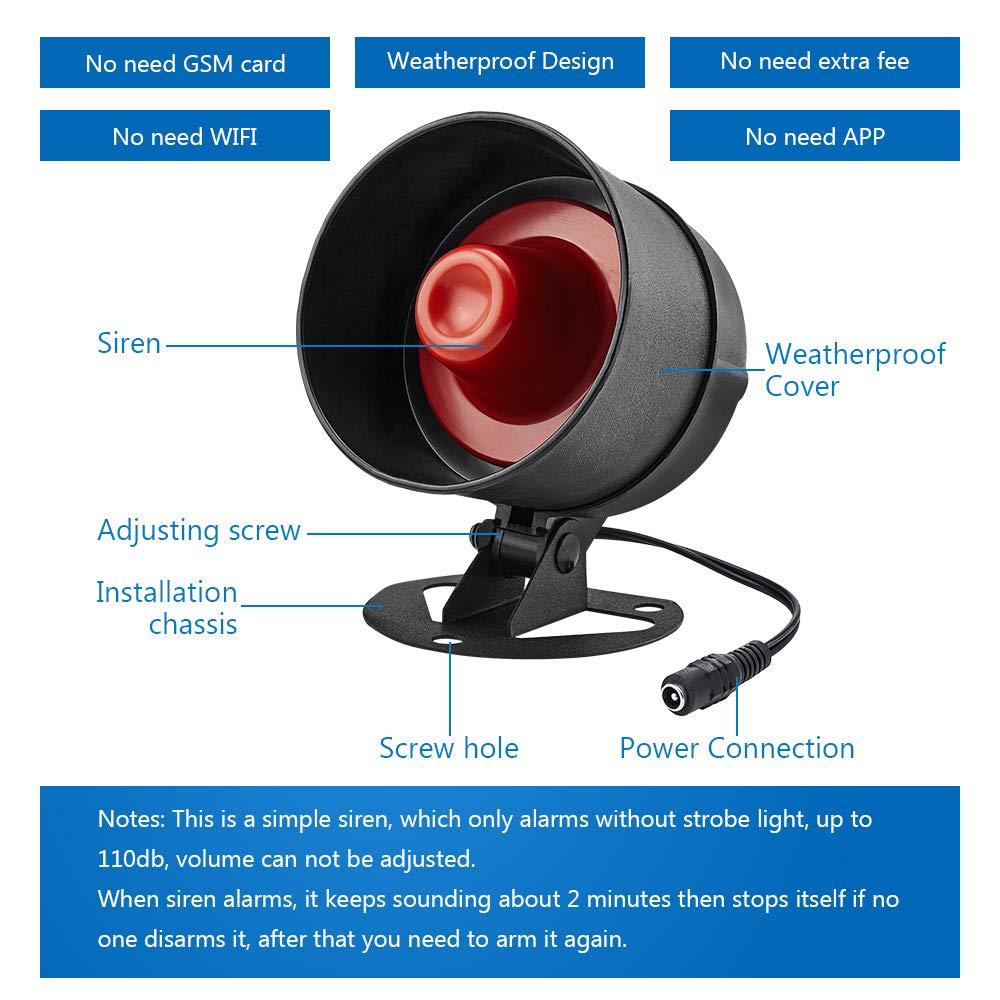 Kerui Standalone Home Office Shop Security Alarm System Kit,Wireless Loud Indoor/Outdoor Weatherproof Siren Horn With Remote Con