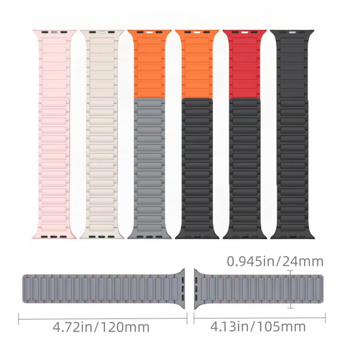 Magnetic Watchband Compatible With Apple Watch Band 49Mm 46Mm 45Mm 44Mm 42Mm Thin Silicone Replacement Wristband Strong Magnet L