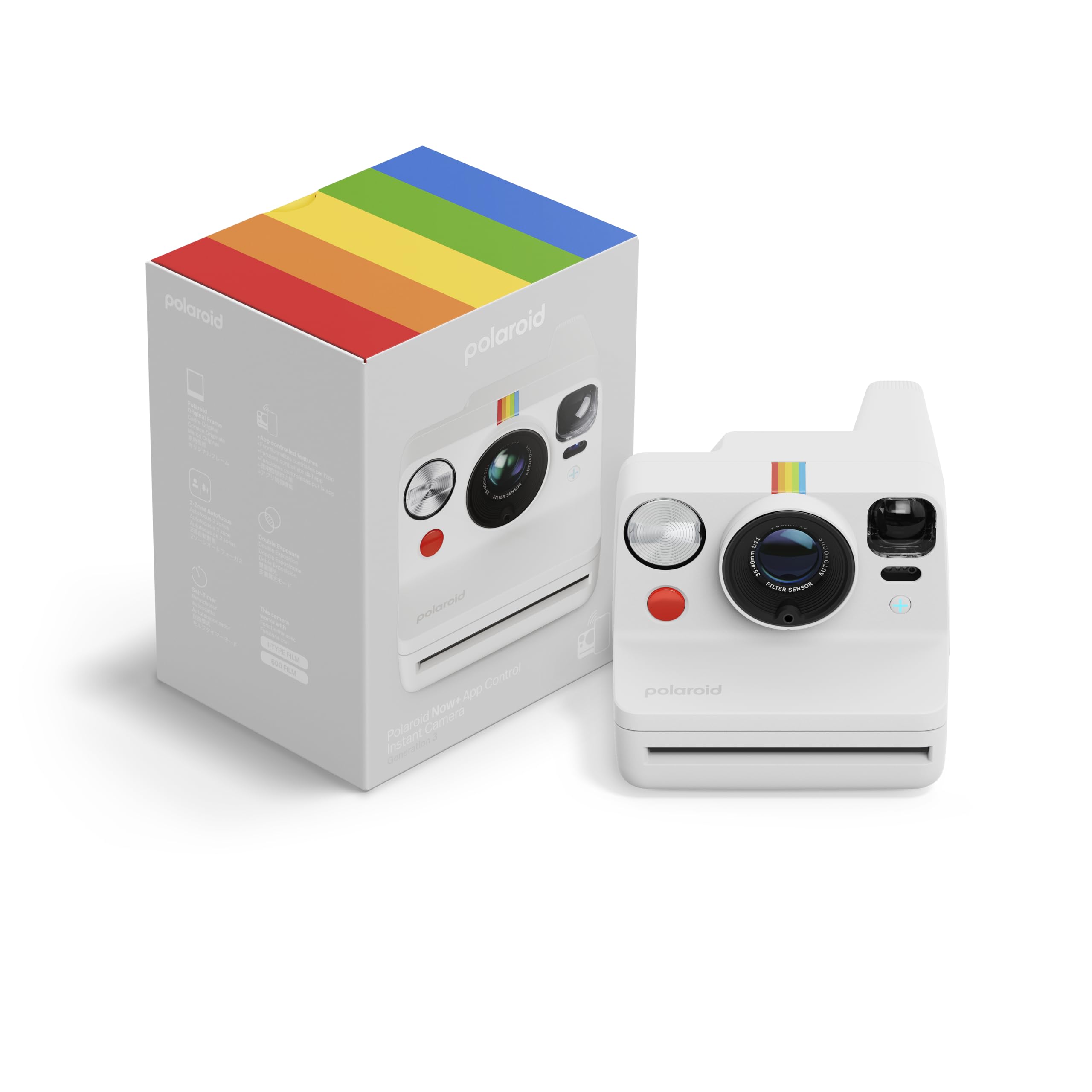 Polaroid Now+ 3rd Generation I-Type Instant Film Camera - Bluetooth Connected App Controlled - White - Camera Only No Film (9161