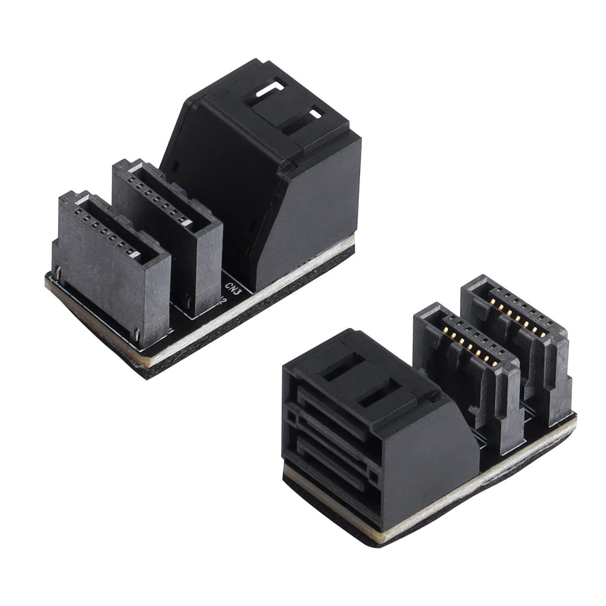Cerrxian 90 Degree Duale Sata 7Pin Male To Dual Female Connetcor For Low Profile Motherboard Desktops Computer Ssd Hdd(2 Pack)