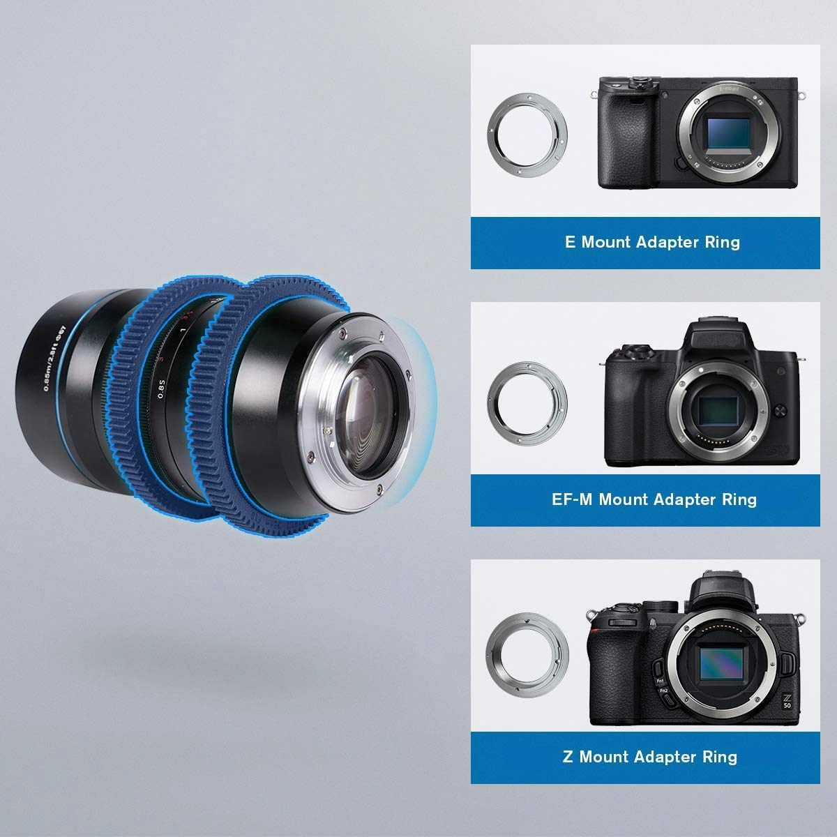Sirui 35Mm F1.8 1.33X Aps C Anamorphic Lens Cinema Lens With Adapter For E Mount, Blue Flare