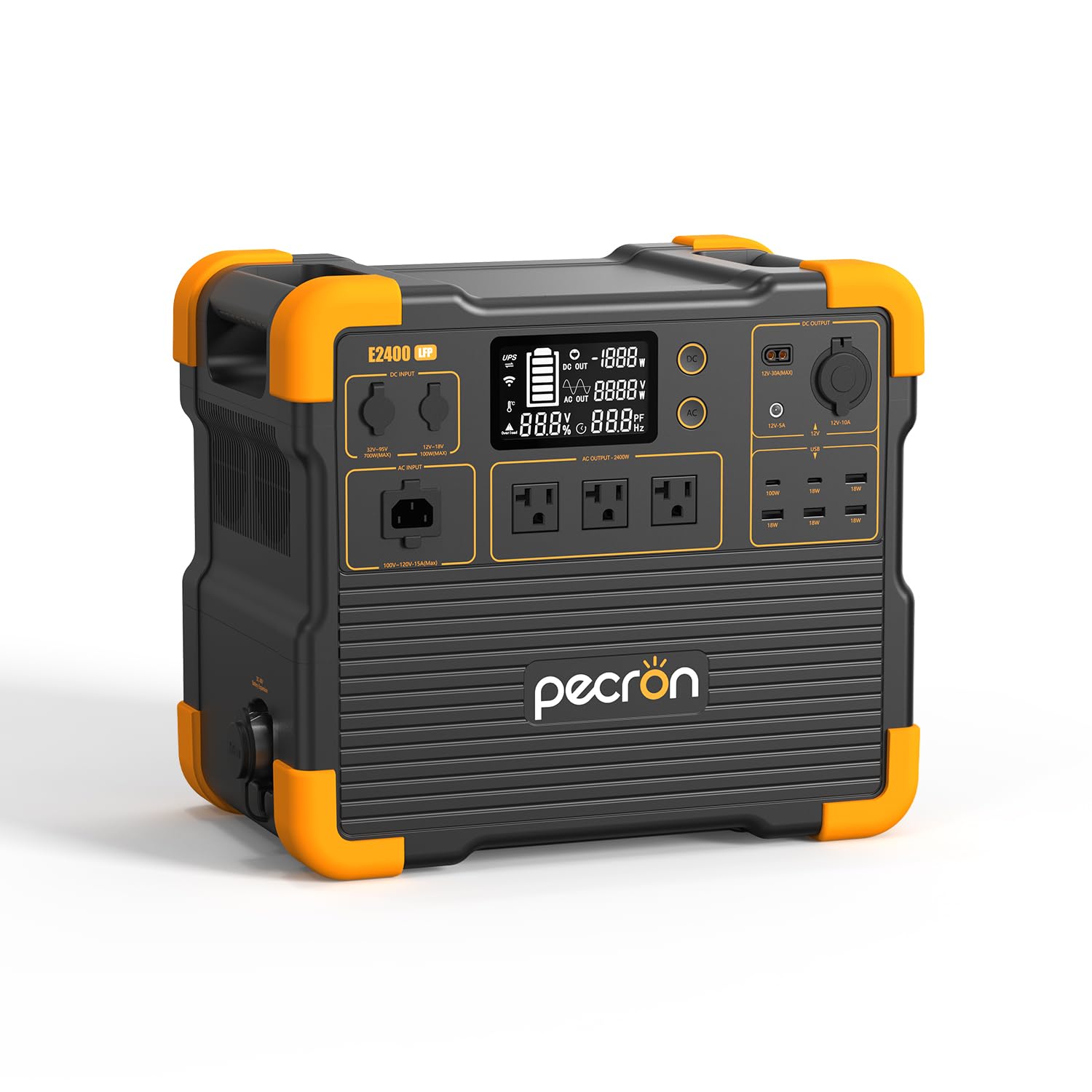 Pecron Portable Power Station E2400Lfp, 2048Wh Solar Generator Backup, 2400W Lifepo4 Battery Expandable To 8192Wh, Fast Charging