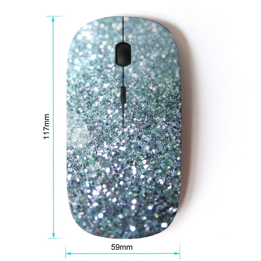 Kawaiimouse [ Optical 2.4G Wireless Mouse ] Glitter Silver Sparkling Bling Platinum