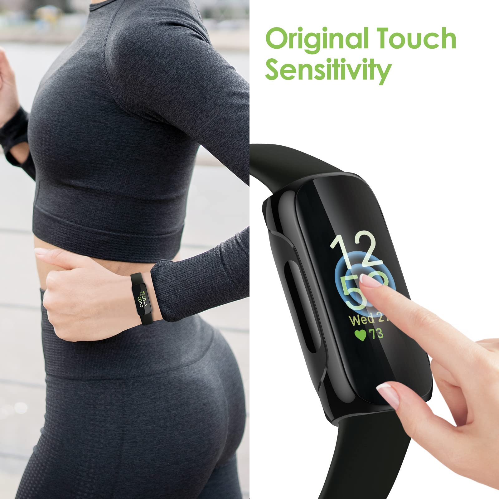 Nanw 3 Pack Screen Protector Compatible With Fitbit Inspire 3, Tpu Rugged Bumper Case Cover All Around Protective Plated Bumper