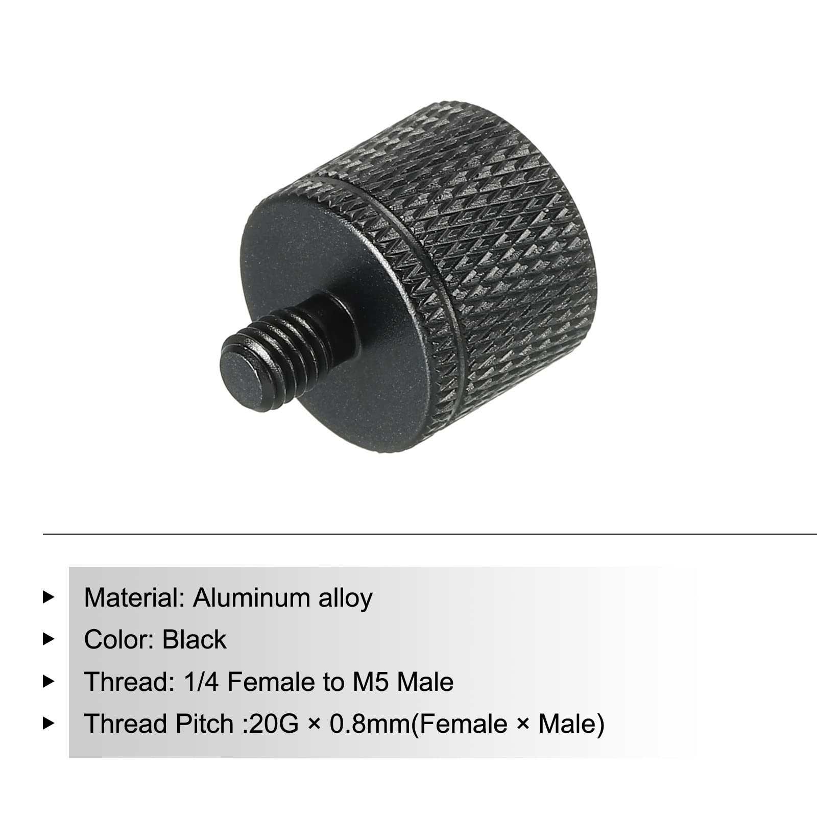 Meccanixity Mic Stand Adapter 1/4 Female To M5 Male Camera Screw Thread Adapter For Microphone Tripod Stand Black