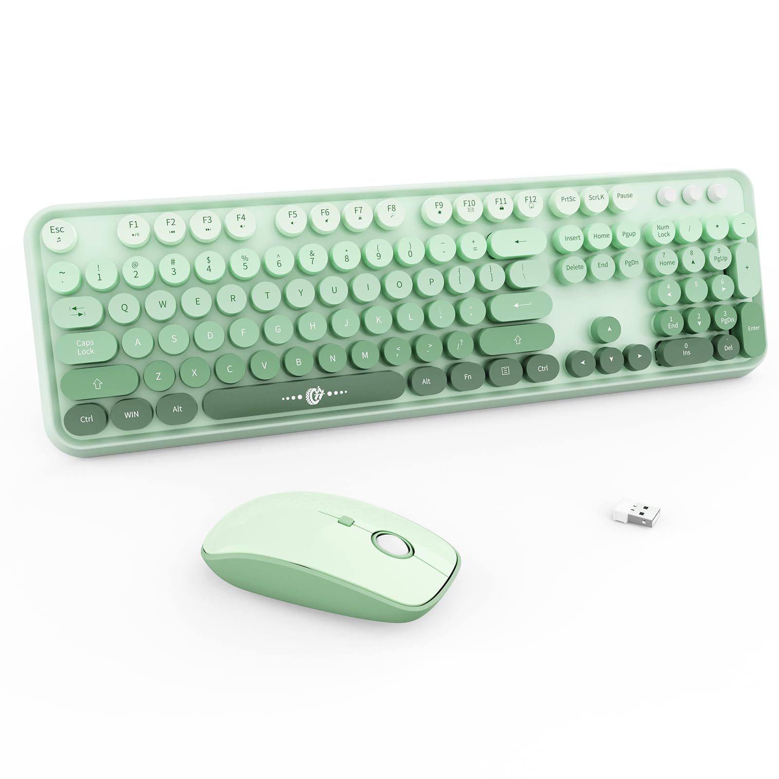 Ubxxziy Wireless Keyboard and Mouse | Cute Colorful Keyboard and Mouse with 2.4GHz Cordless Retro Typewriter Keyboard | AutoSle