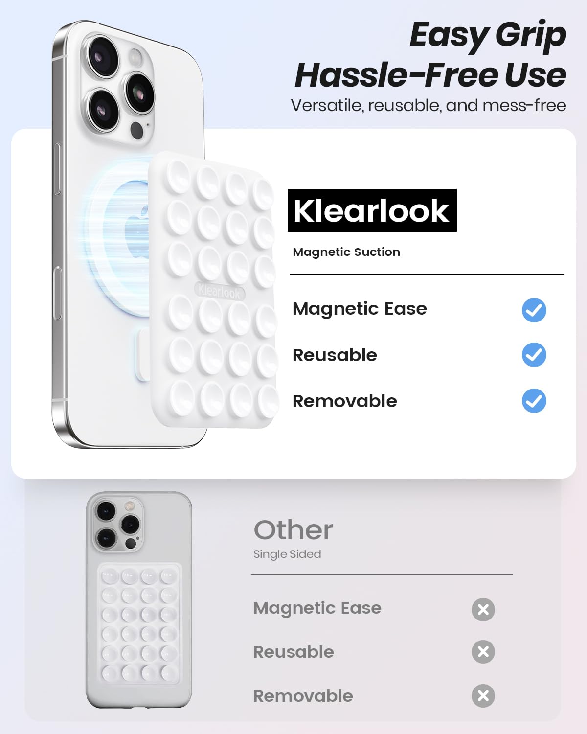 2Pack Magnetic Suction Phone Mount For Magsafe Case, Sticky Phone Grip Holder For Iphone, Removable Hands-Free Selfie/Video For