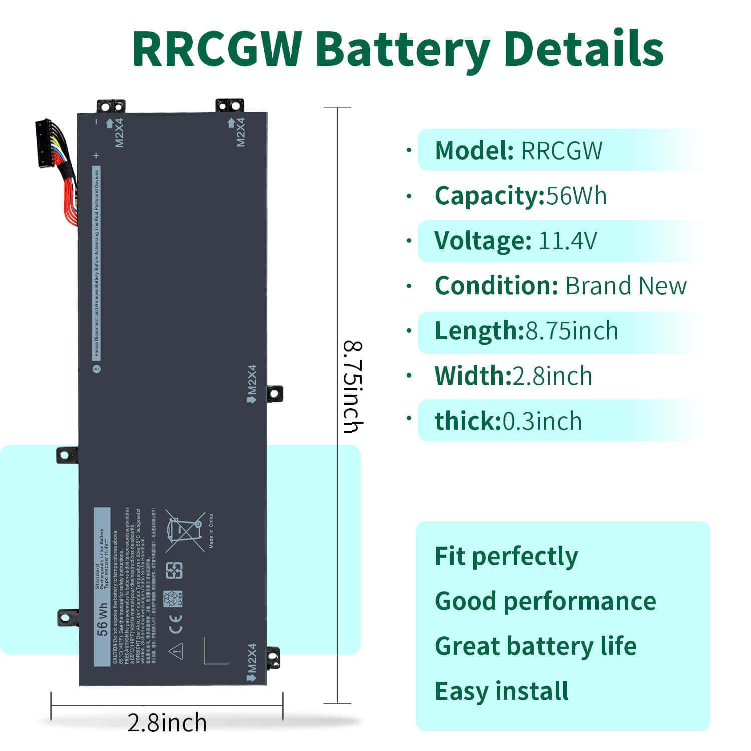 Dmkaollk Rrcgw Laptop Replacement 56Wh H5H20 Battery For Dell Xps 15 9550 15 9550 9560 9570 Precision 5510 5520 5530 5540 Series