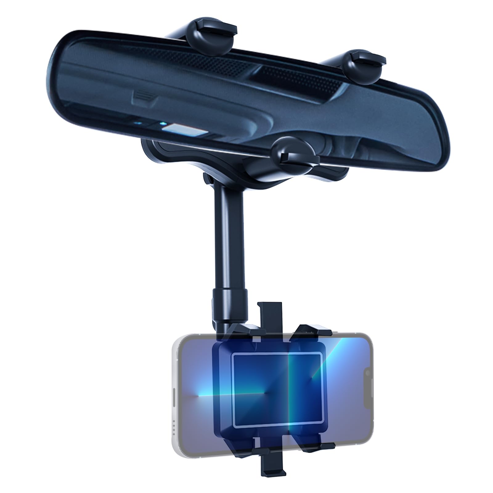 2024 New Upgraded Multifunctional Rear View Mirror Phone Holder - 360 Rotatable And Retractable, Universal Mount, Fit For All Ph